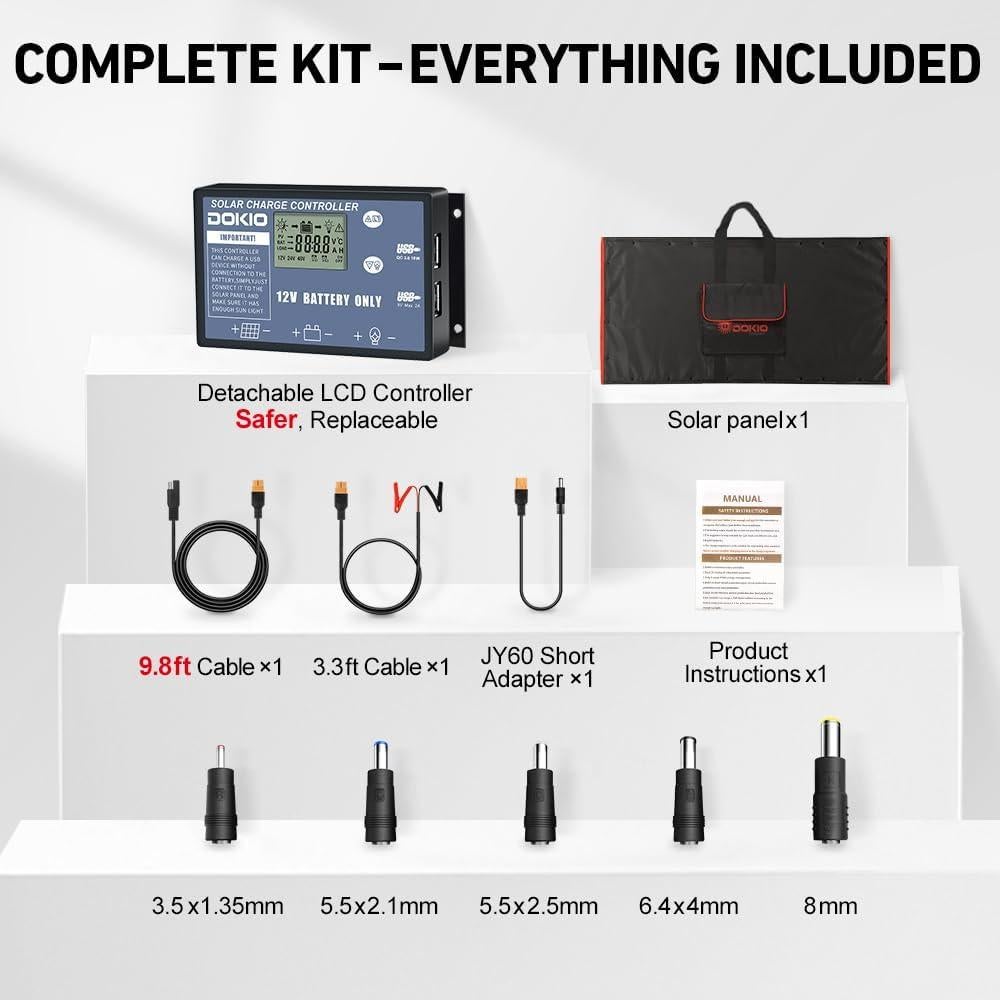 Panel Solar Portátil DOKIO 300W Plegable con Controlador USB