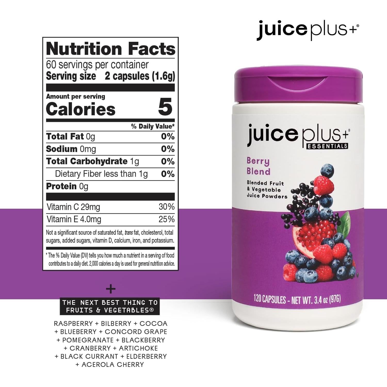 JuicePlus+ Mezcla de Bayas 60 Porciones - Vegano, Sin Gluten