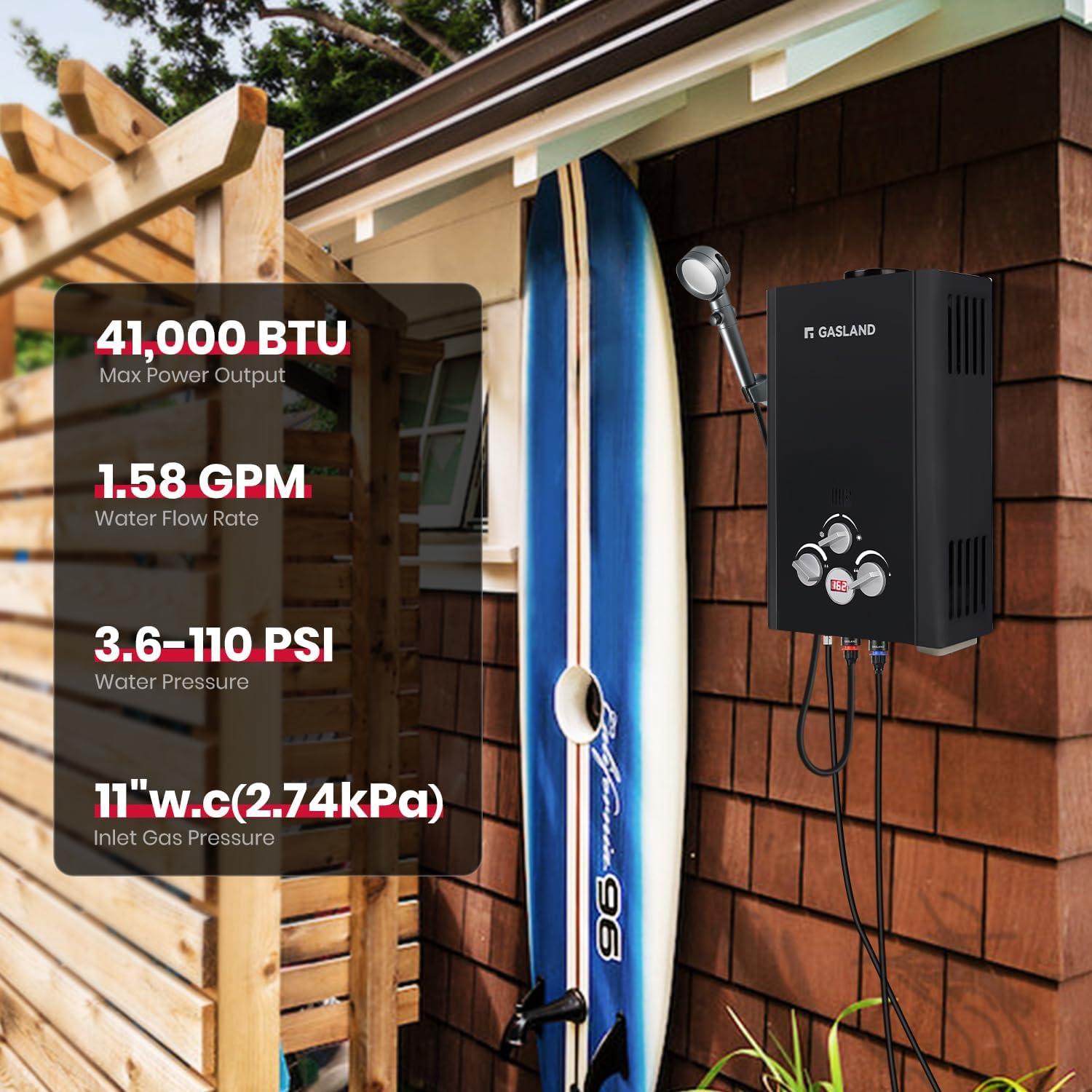 Calentador de Agua Portátil GASLAND BE158B 6L GLP 1.58 GPM