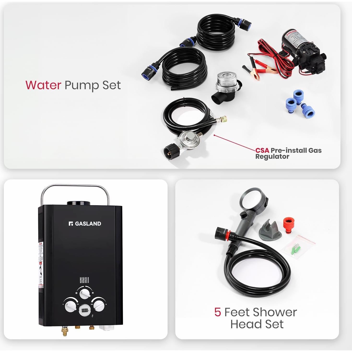 Calentador de Agua Portátil GASLAND BE158B 6L GLP 1.58 GPM