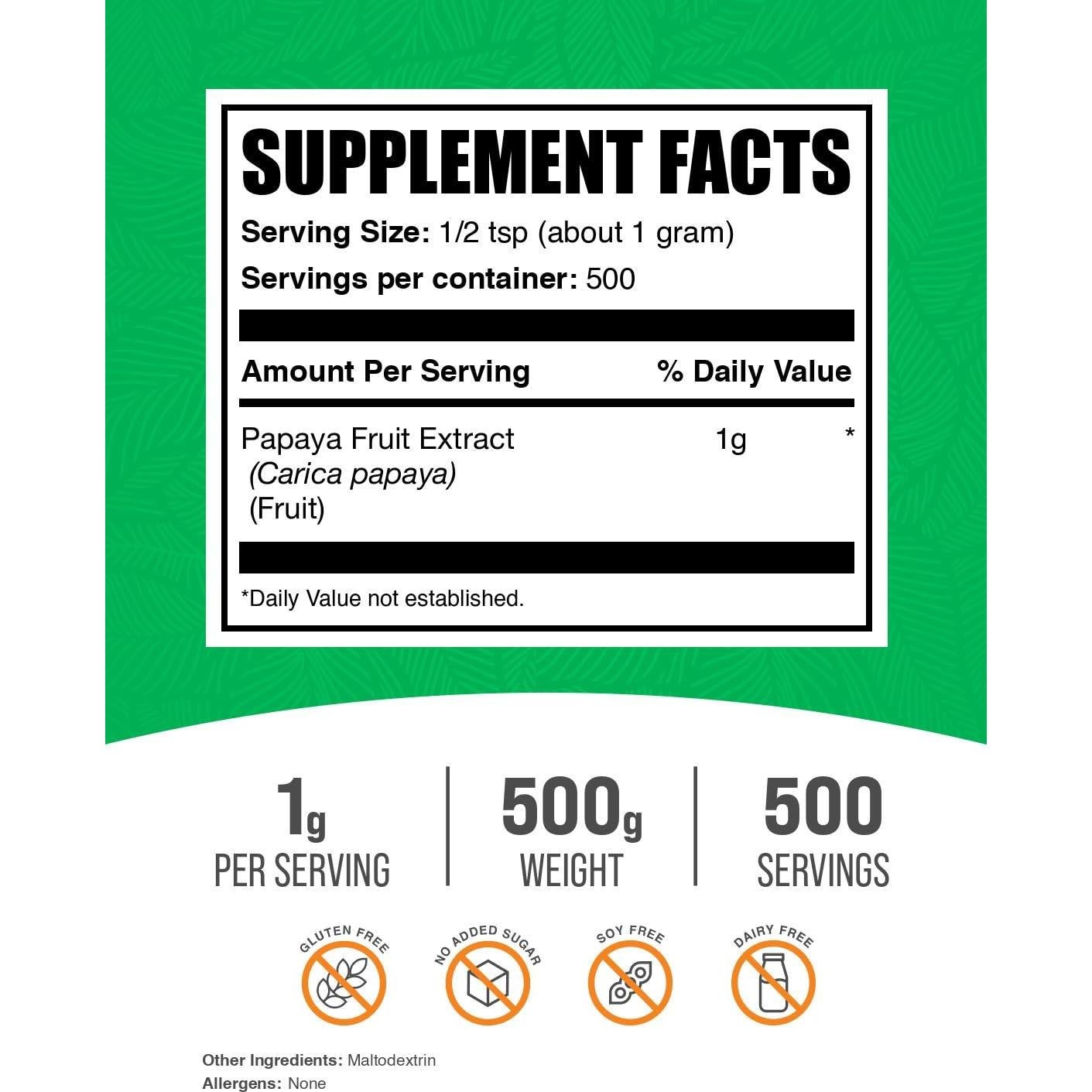 Extracto de Fruta de Papaya en Polvo BulkSupplements 500g