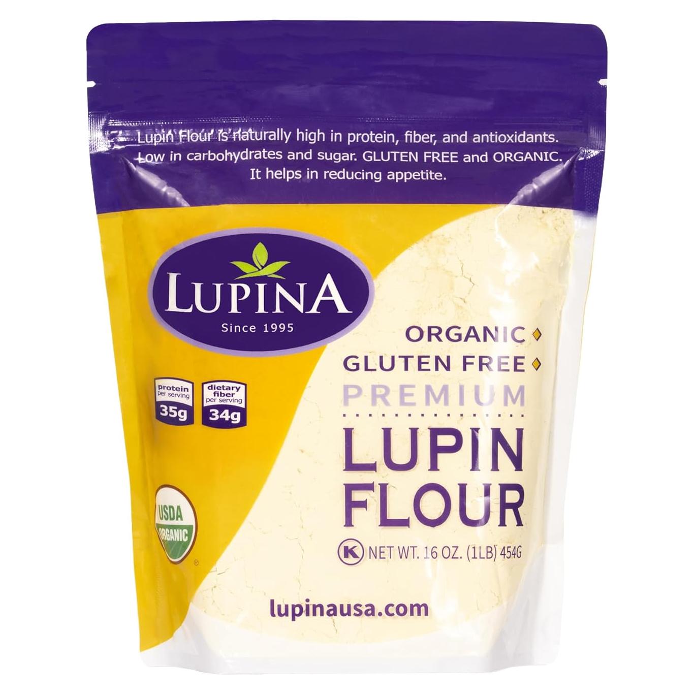 Harina de Lupina Orgánica Sin Gluten 454 g - Alta en Proteínas