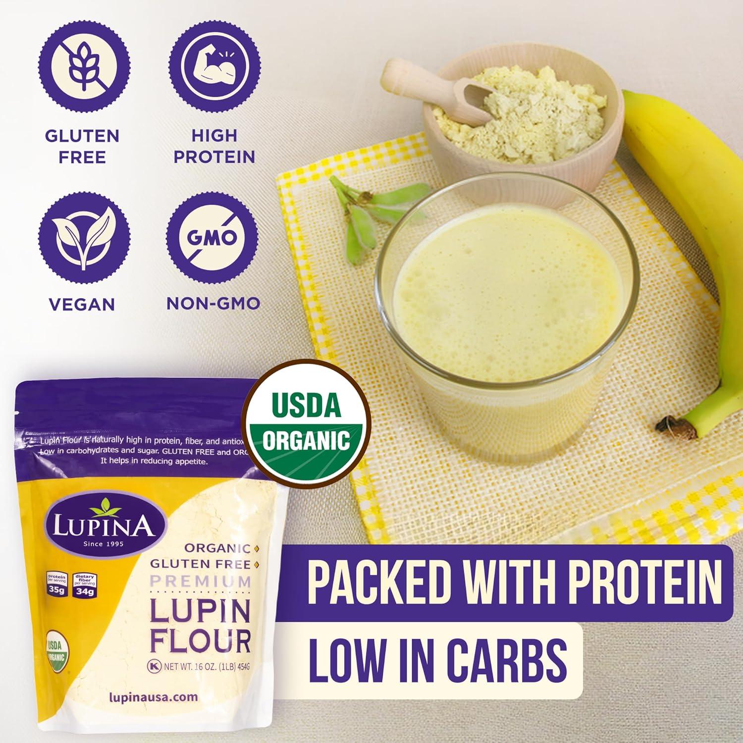 Harina de Lupina Orgánica Sin Gluten 454 g - Alta en Proteínas