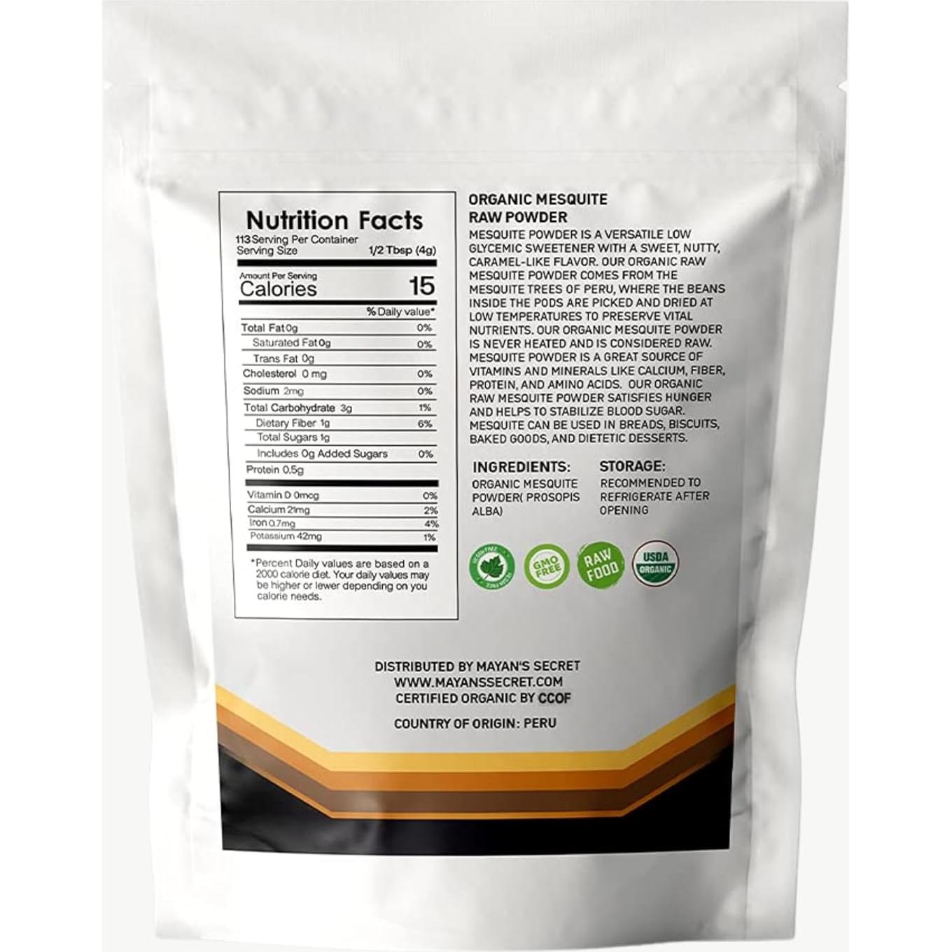 Polvo de Mesquite Orgánico USDA 450g - Superalimento Vegano