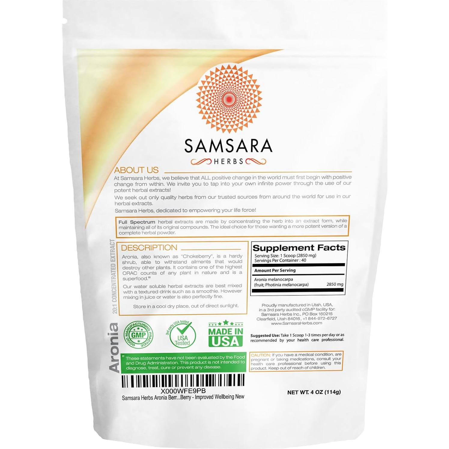 Extracto en Polvo de Aronia 20:1 Samsara Herbs 113g - Antioxidante