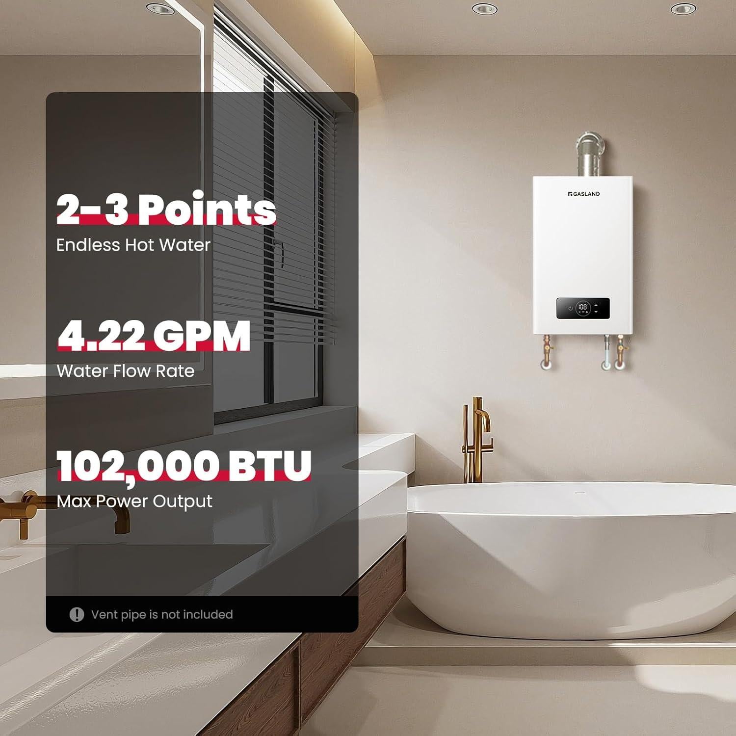 Calentador de Agua Sin Tanque GASLAND CS422LP 102,000 BTU 4.22 GPM