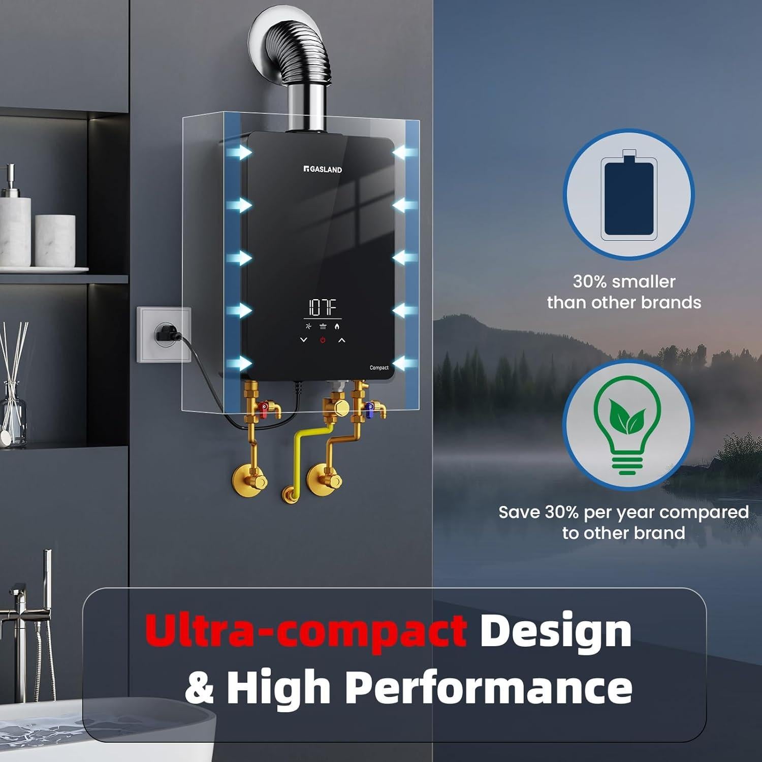 Calentador de Agua Sin Tanque GASLAND CG422LP 4.22 GPM Propano