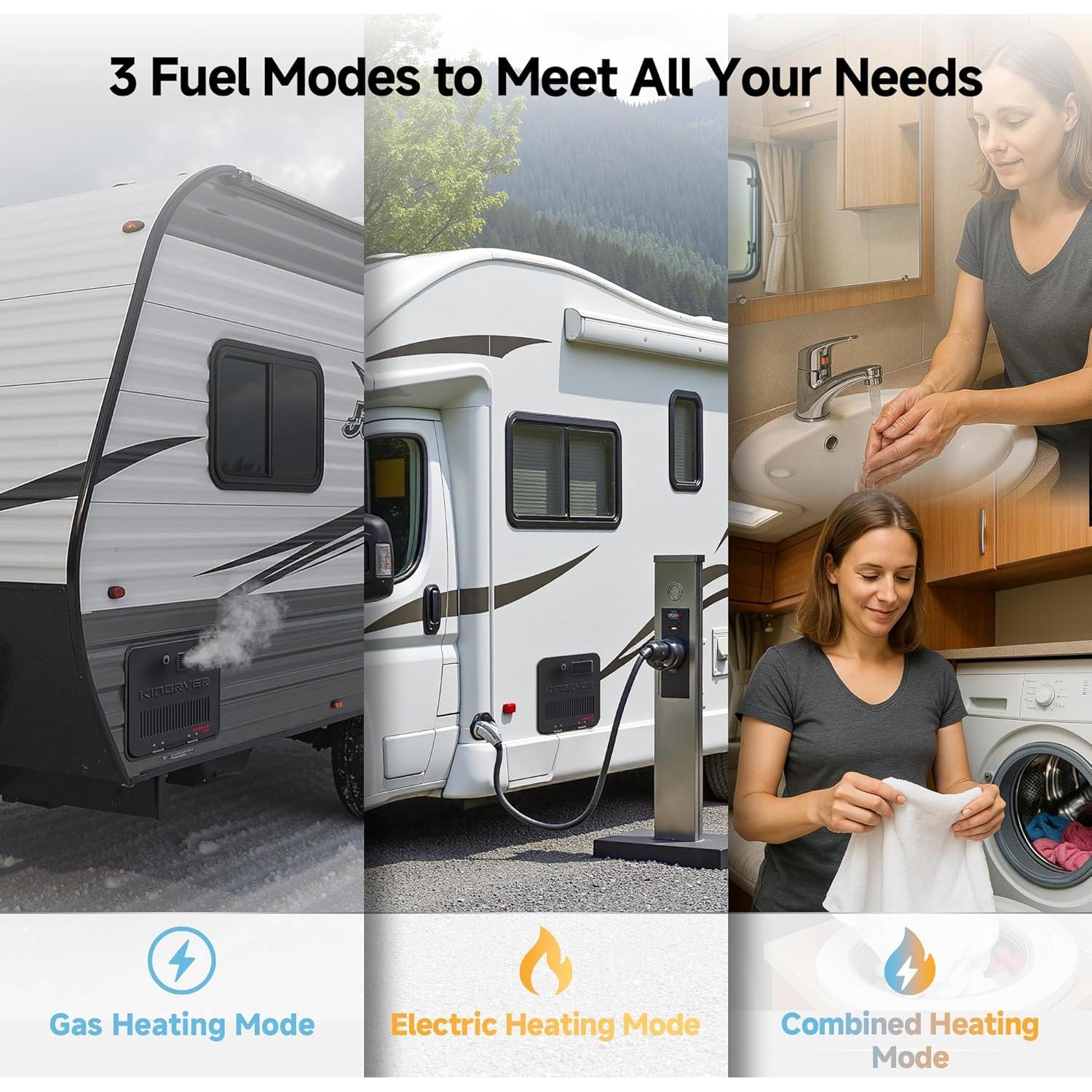 Calentador de Agua para RV KINGRVER HyBridShower 10 Pro 1440W