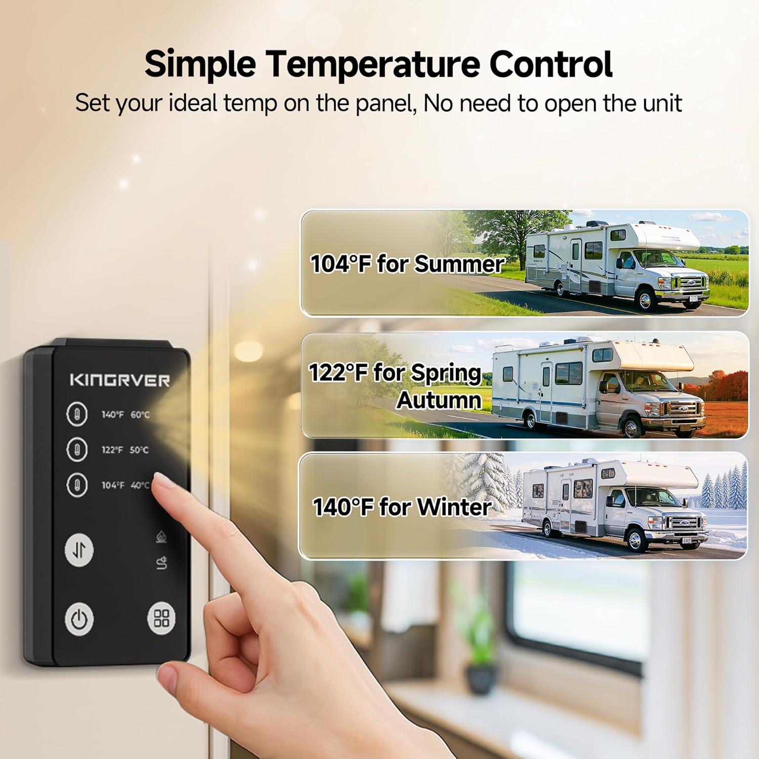 Calentador de Agua para RV KINGRVER HyBridShower 10 Pro 1440W