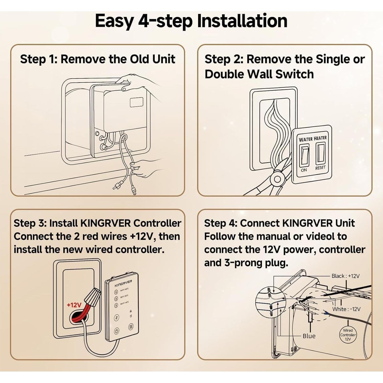 Calentador de Agua para RV KINGRVER HyBridShower 10 Pro 1440W