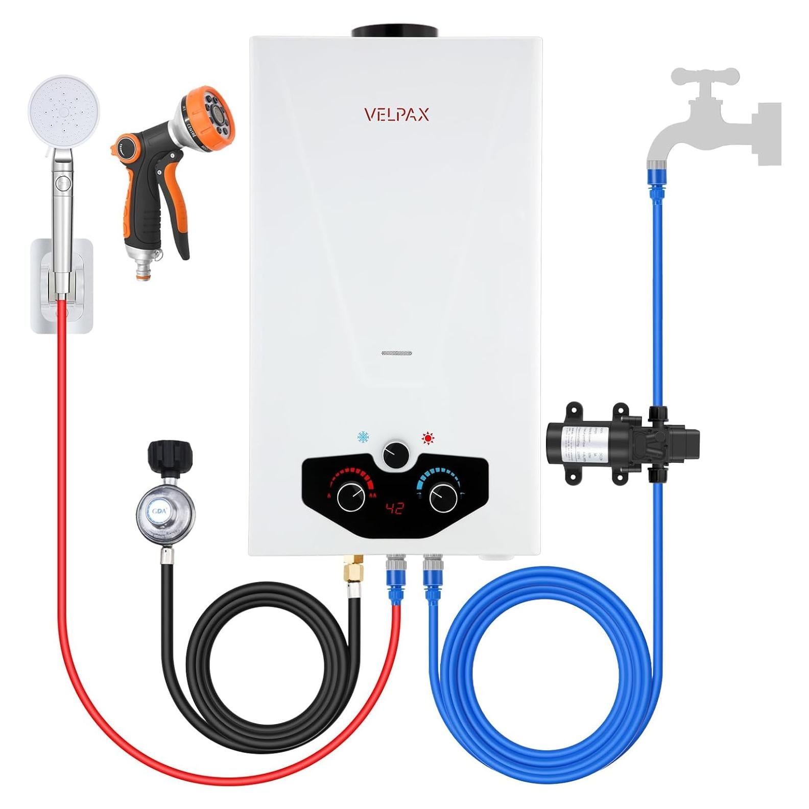 Calentador de Agua Sin Tanque VELPAX 12L Portátil Propano