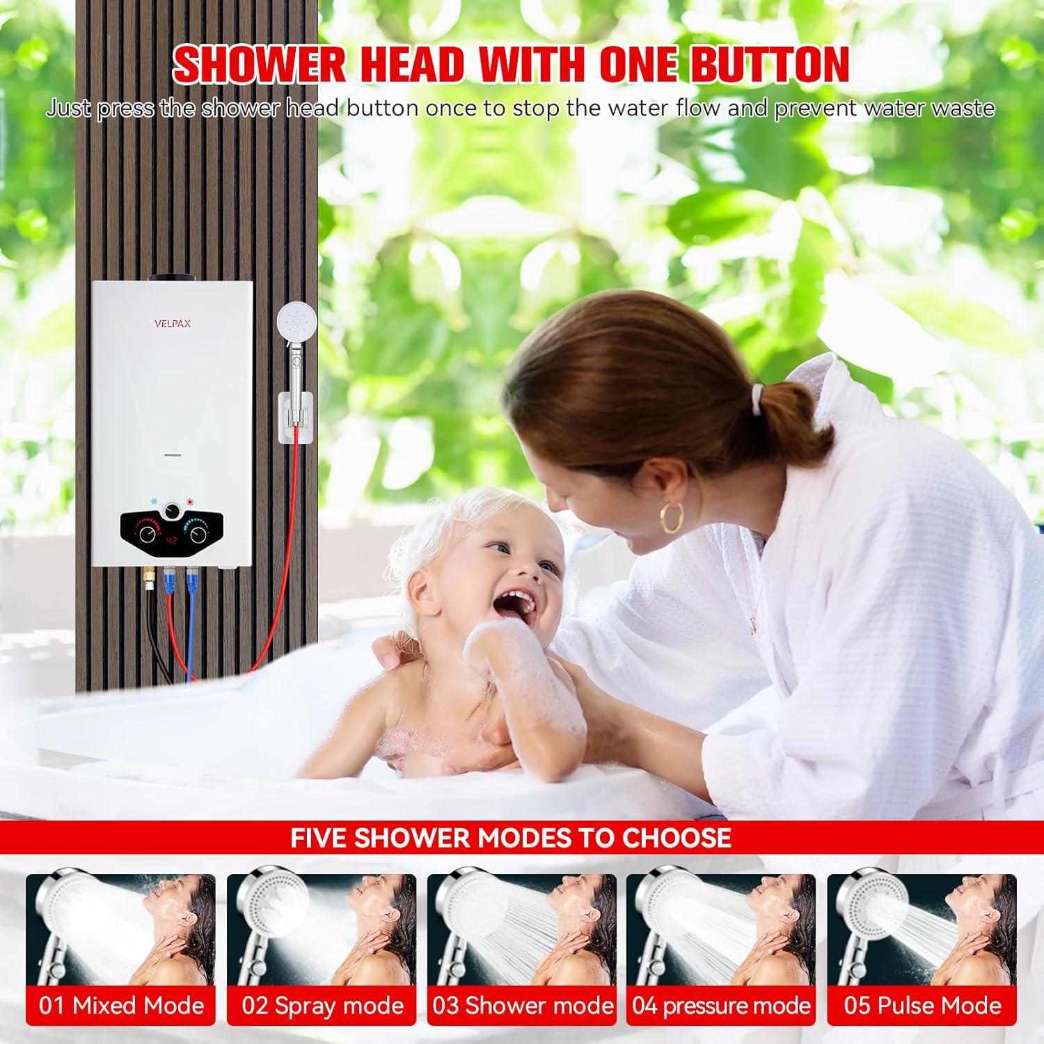 Calentador de Agua Sin Tanque VELPAX 12L Portátil Propano