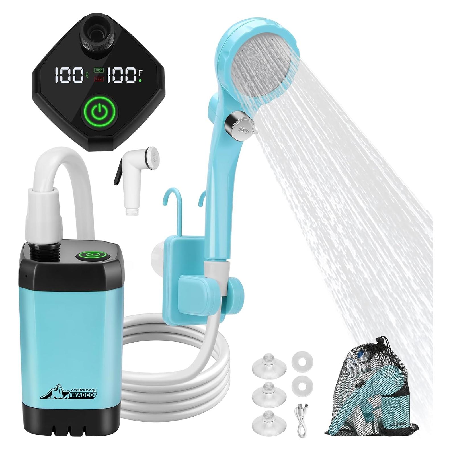 Ducha Portátil WADEO 6000mAh con Pantalla Digital para Camping