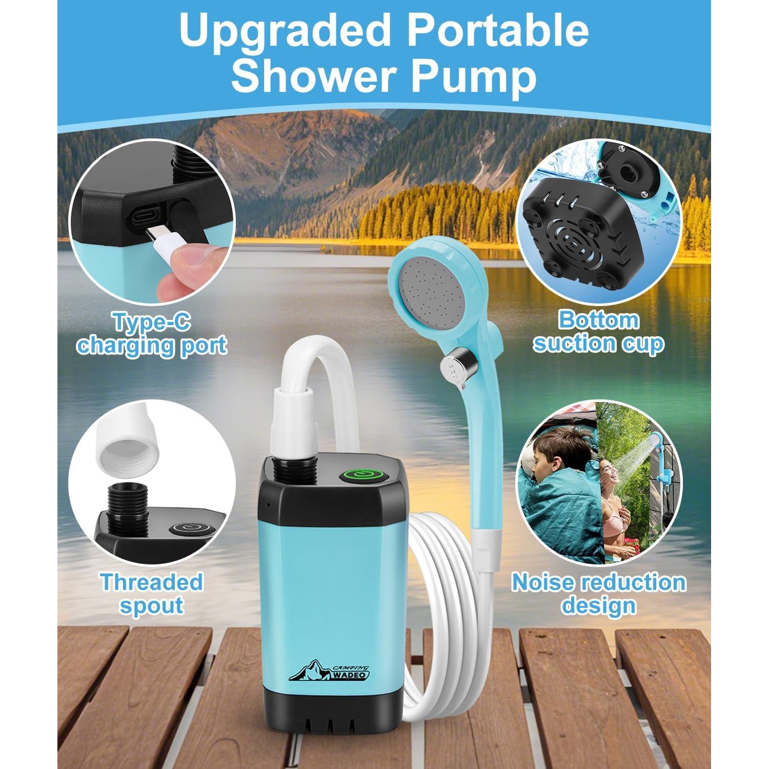 Ducha Portátil WADEO 6000mAh con Pantalla Digital para Camping