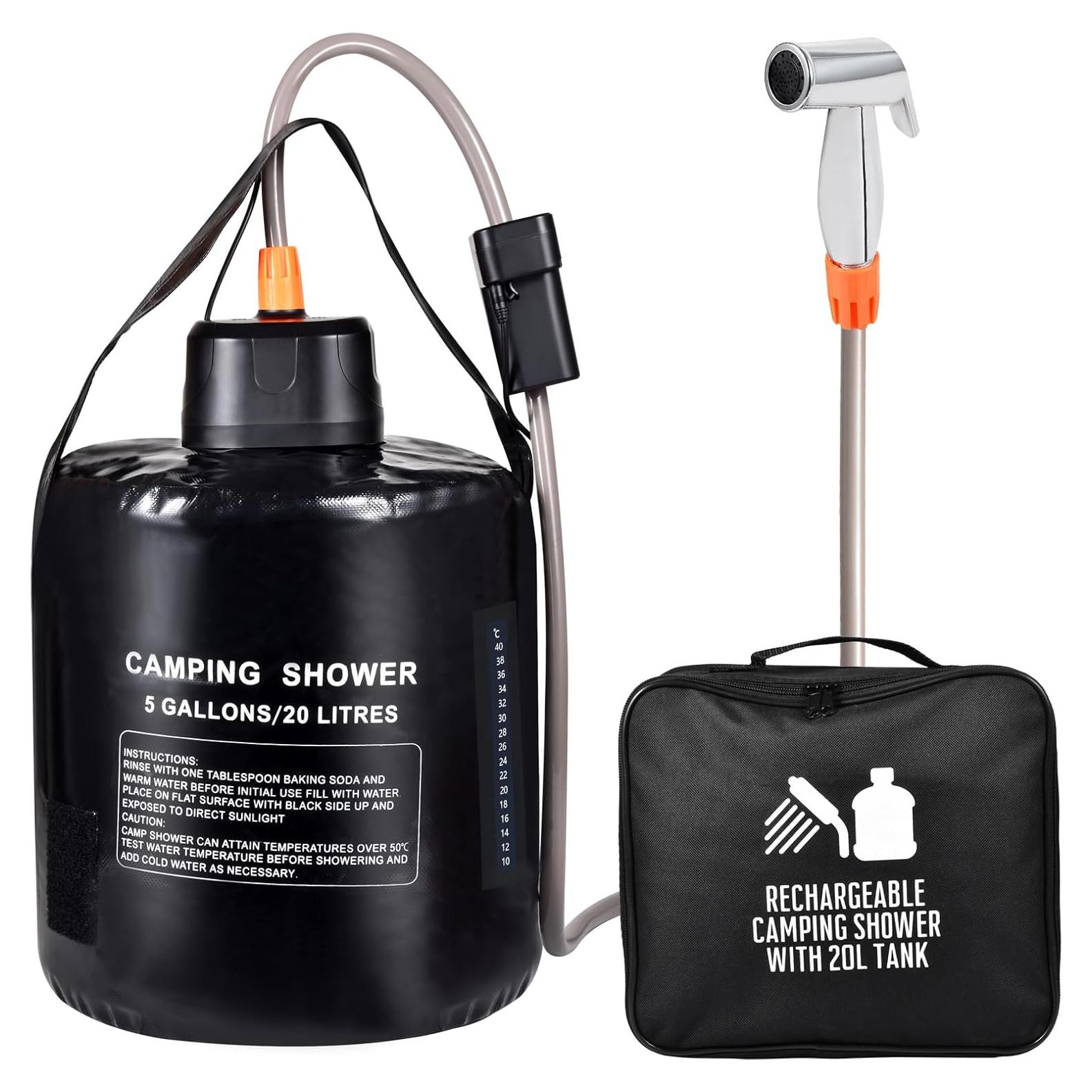 Ducha Portátil B.TAWD 20L con Batería 4400mAh y Calentamiento Solar