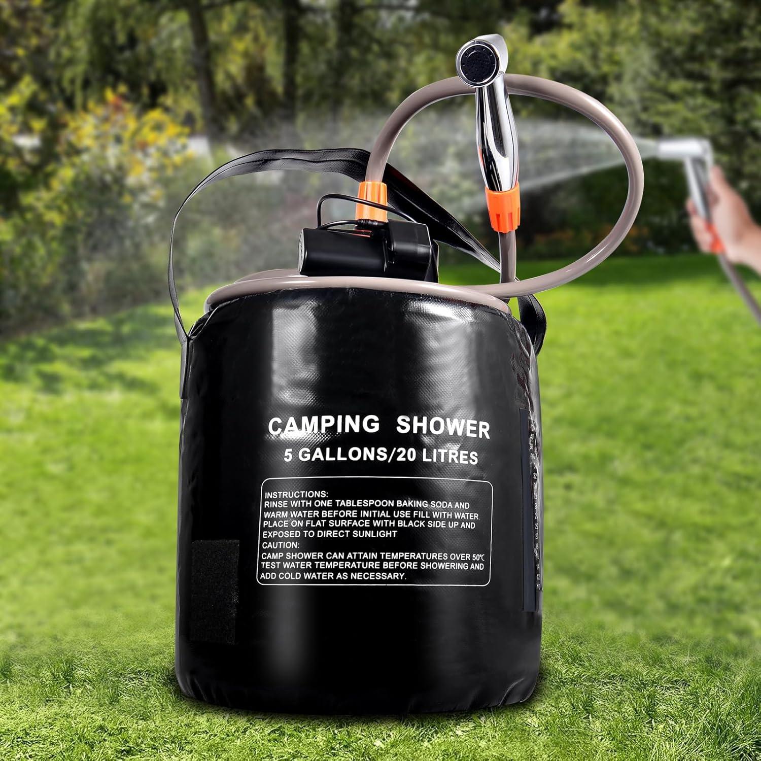 Ducha Portátil B.TAWD 20L con Batería 4400mAh y Calentamiento Solar