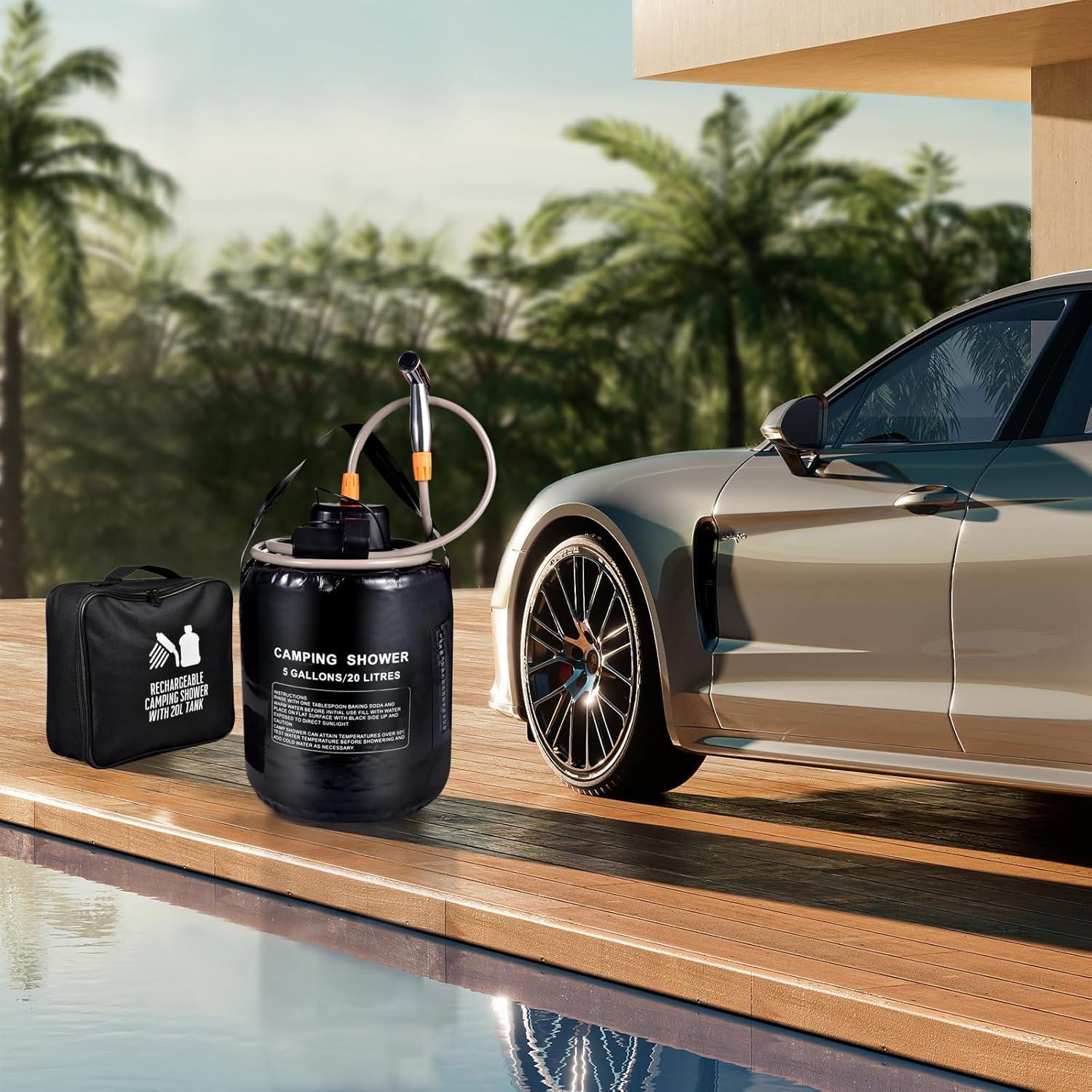 Ducha Portátil B.TAWD 20L con Batería 4400mAh y Calentamiento Solar