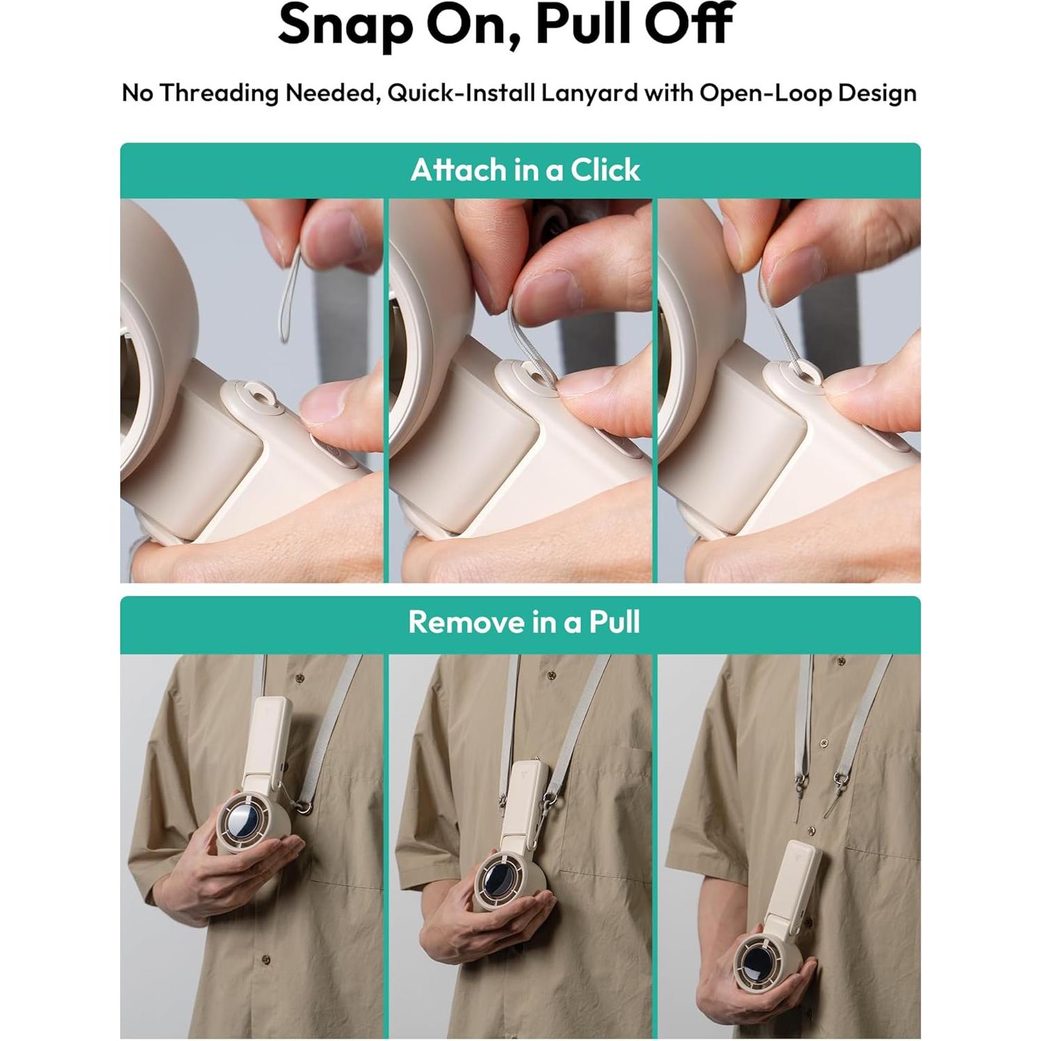 Ventilador Portátil 3 en 1 Aecooly Beige Recargable USB