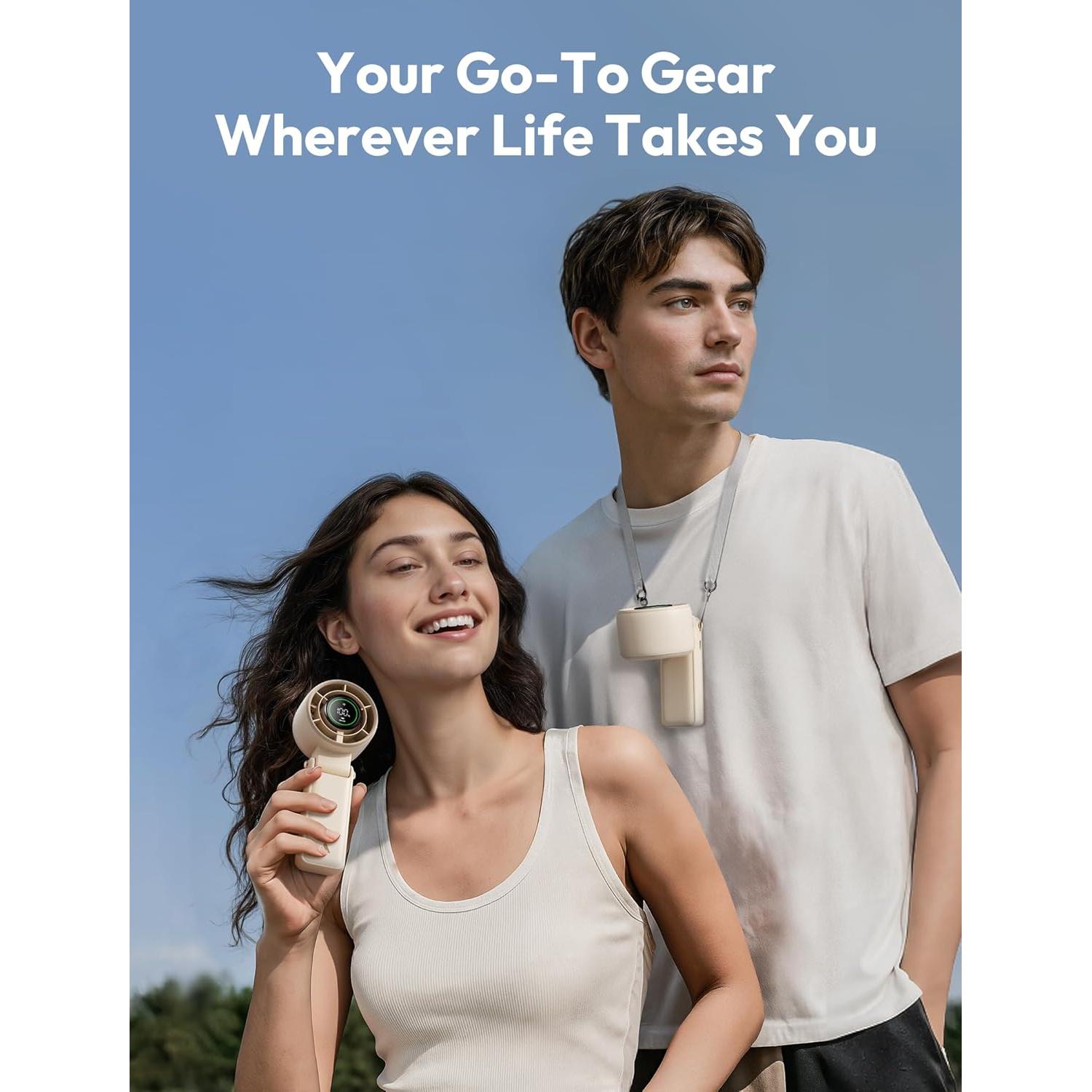 Ventilador Portátil 3 en 1 Aecooly Beige Recargable USB