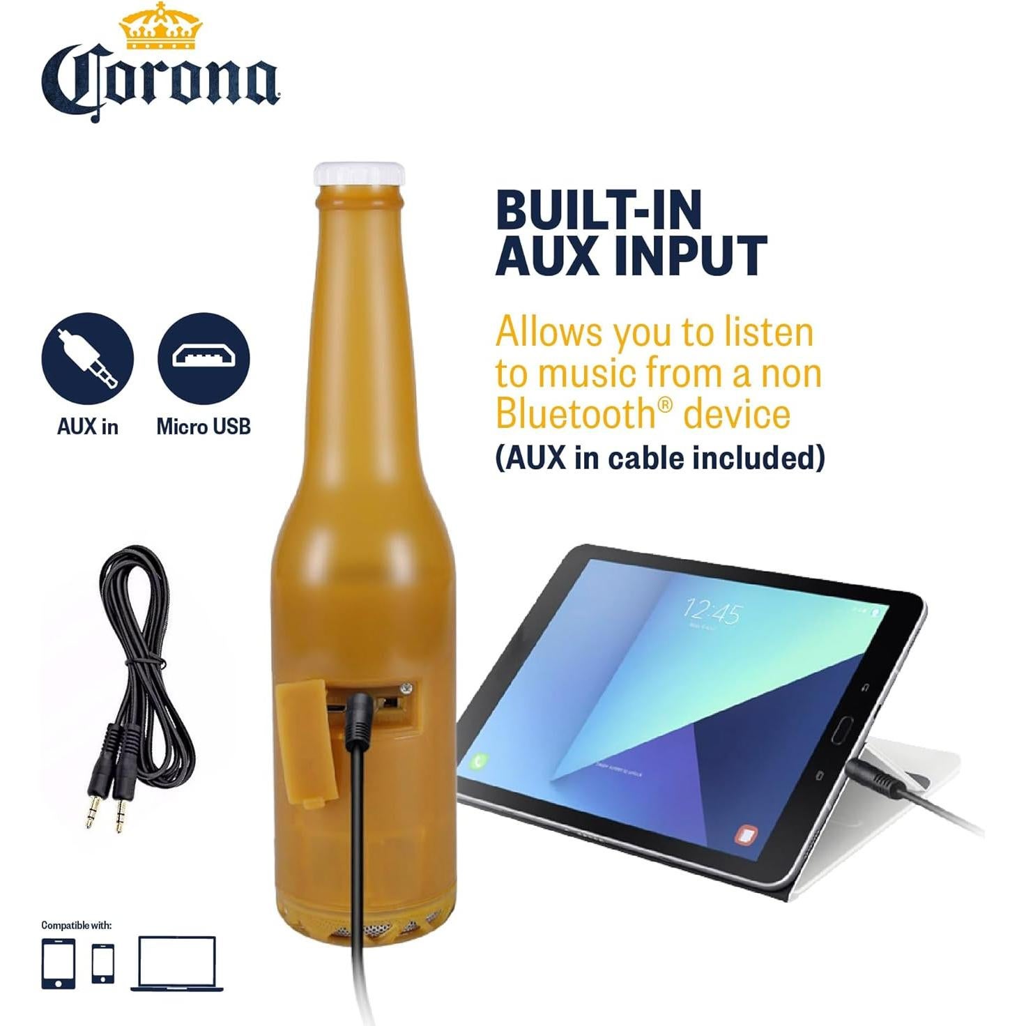 Altavoz Bluetooth Portátil Corona 3W - Diseño Botella 300mAh