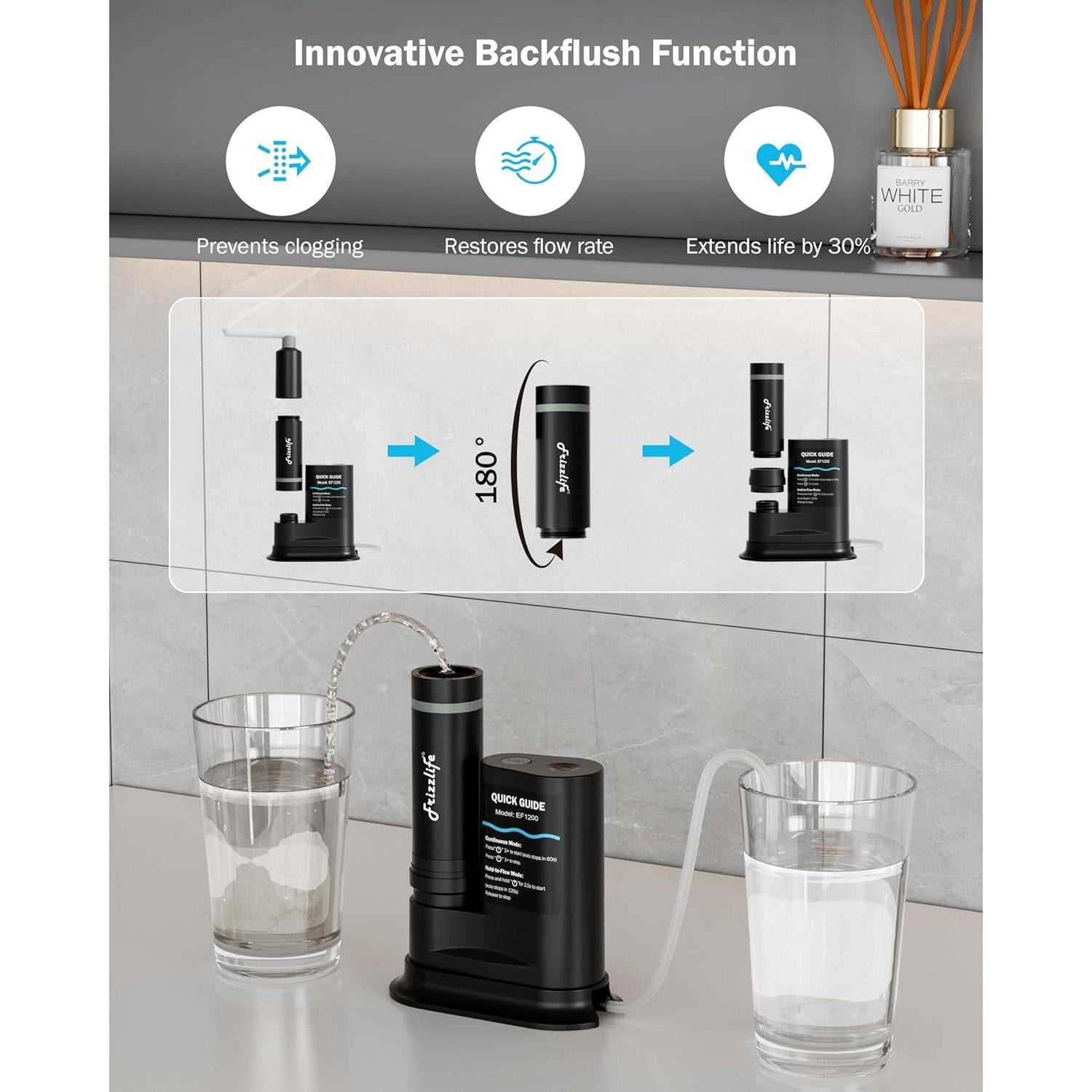 Filtro de Agua Eléctrico Frizzlife EF1200 para Camping 1135L