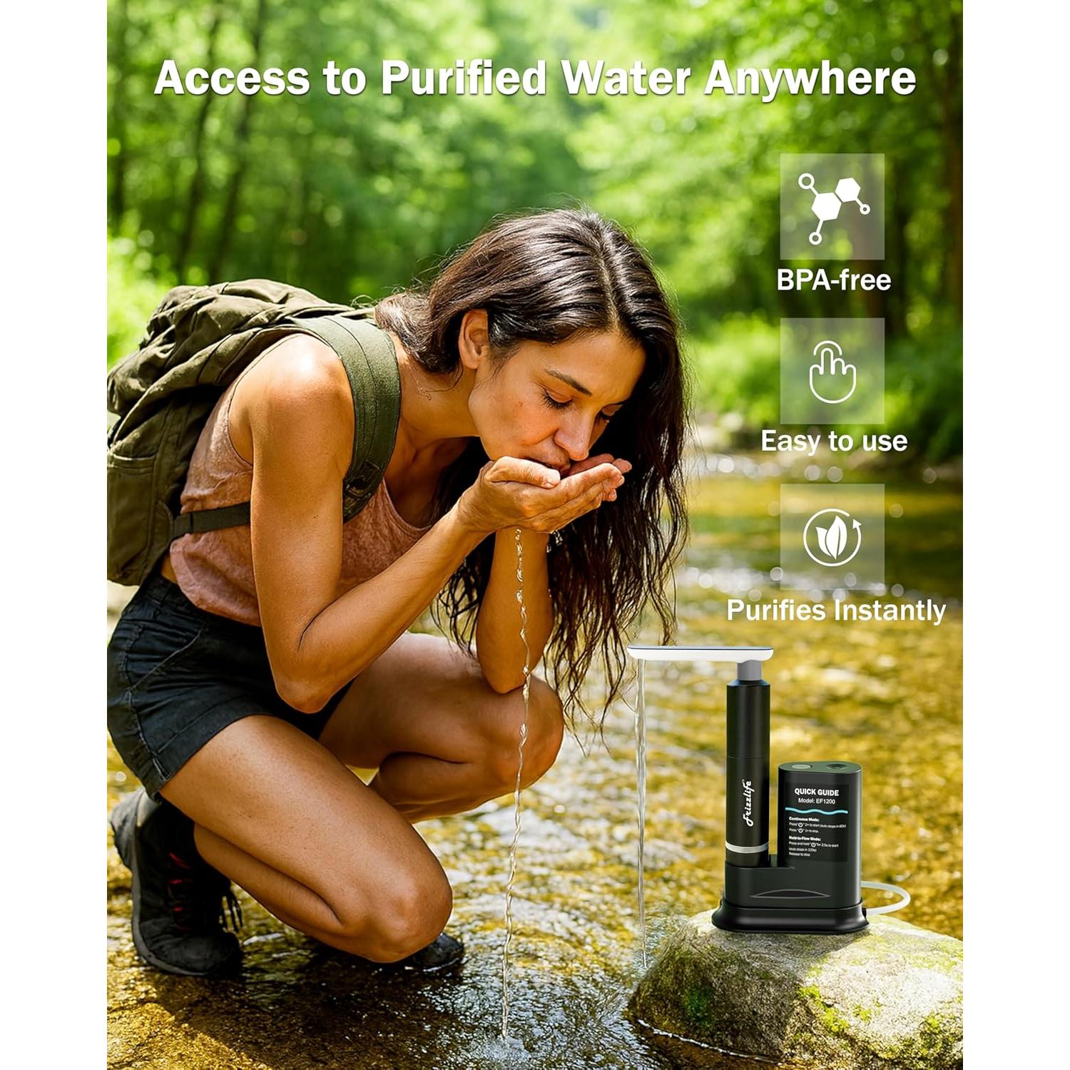 Filtro de Agua Eléctrico Frizzlife EF1200 para Camping 1135L