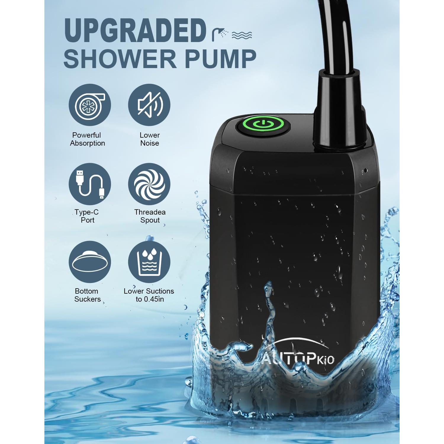 Ducha Portátil para Camping AUTOPkio 6000mAh con Pantalla LED