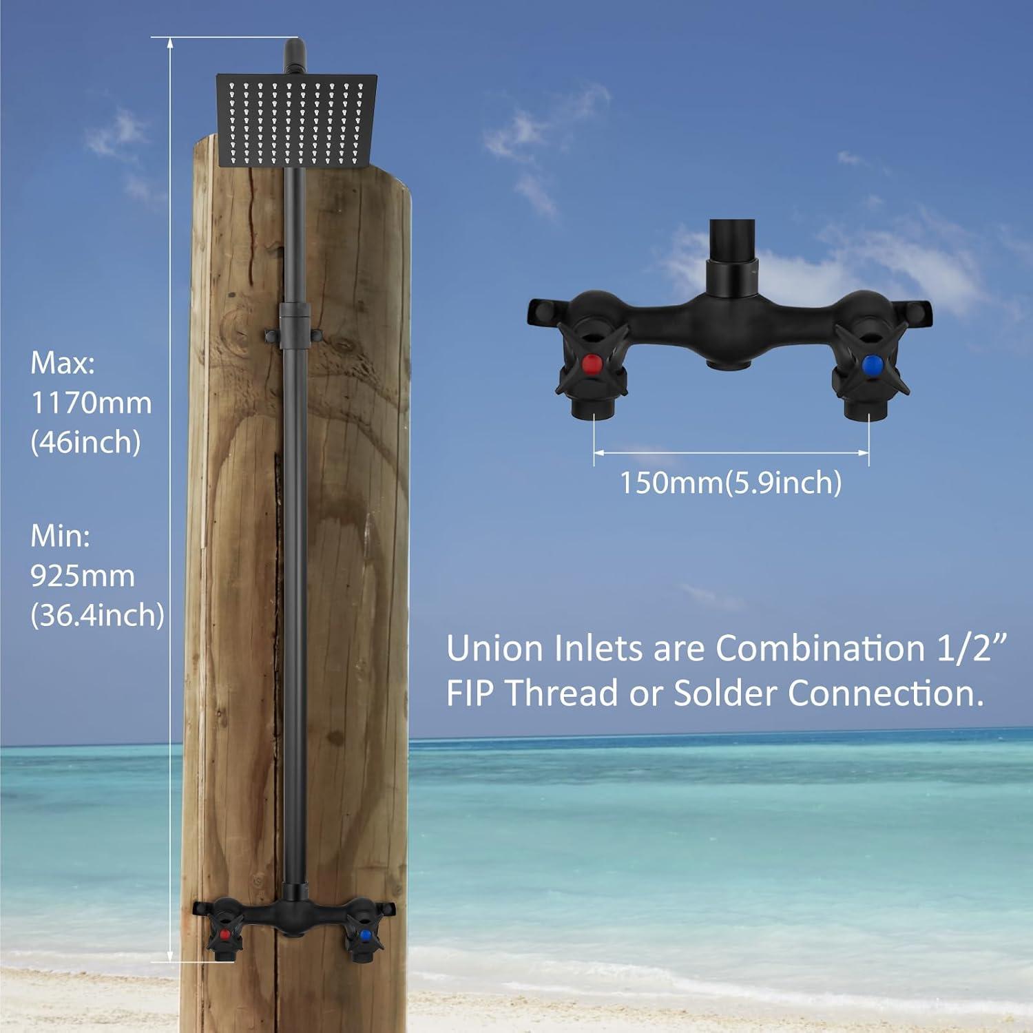 Kit de Ducha Exterior Aolemi Negro Mate con Cabezal 15 cm