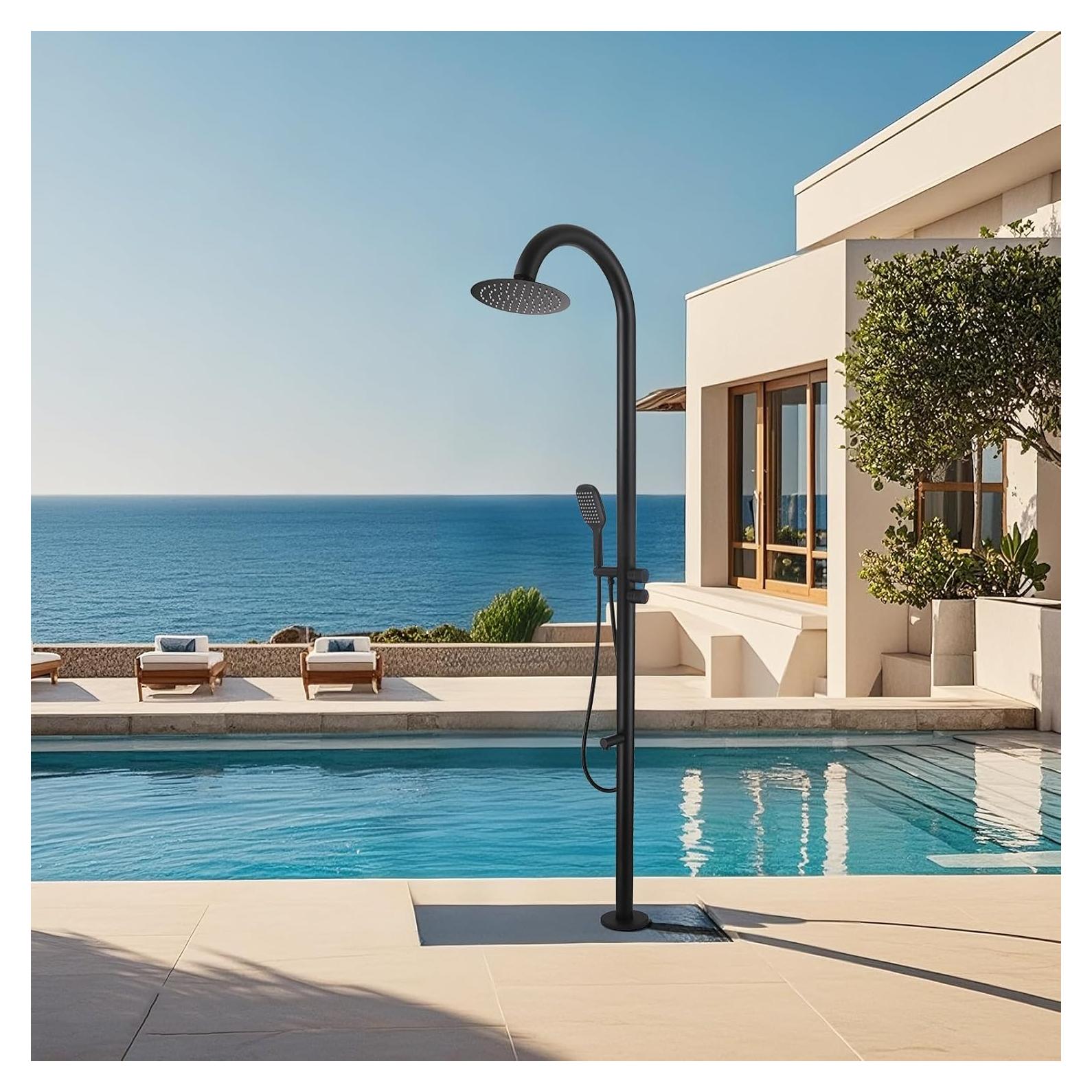 Ducha Exterior Chalirs Acero Inoxidable 316 10" Negro Mate