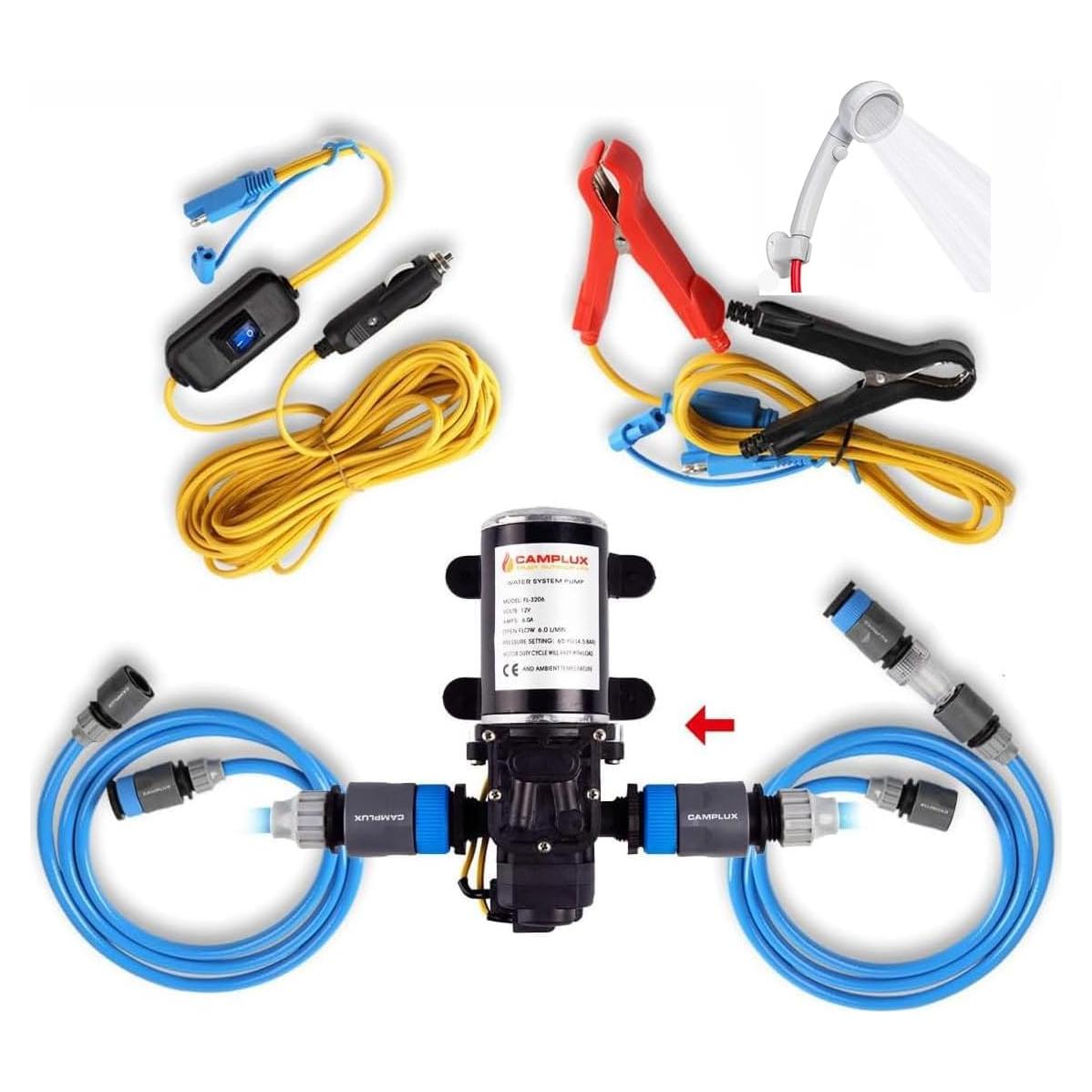Kit de Bomba de Agua 12V Camplux con Ducha y Manguera