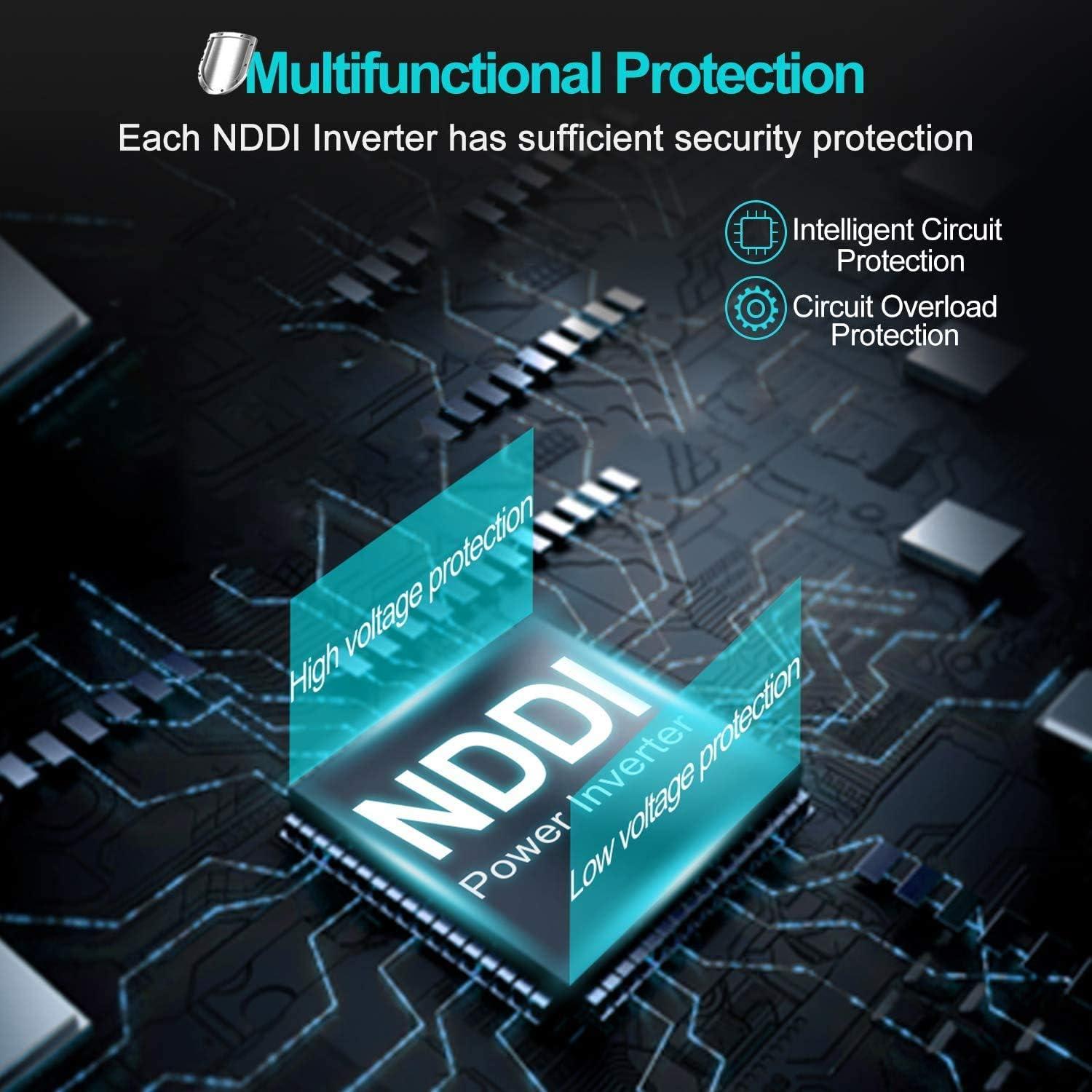 Inversor de Potencia NDDI 1500W 12V DC a 220V AC con USB