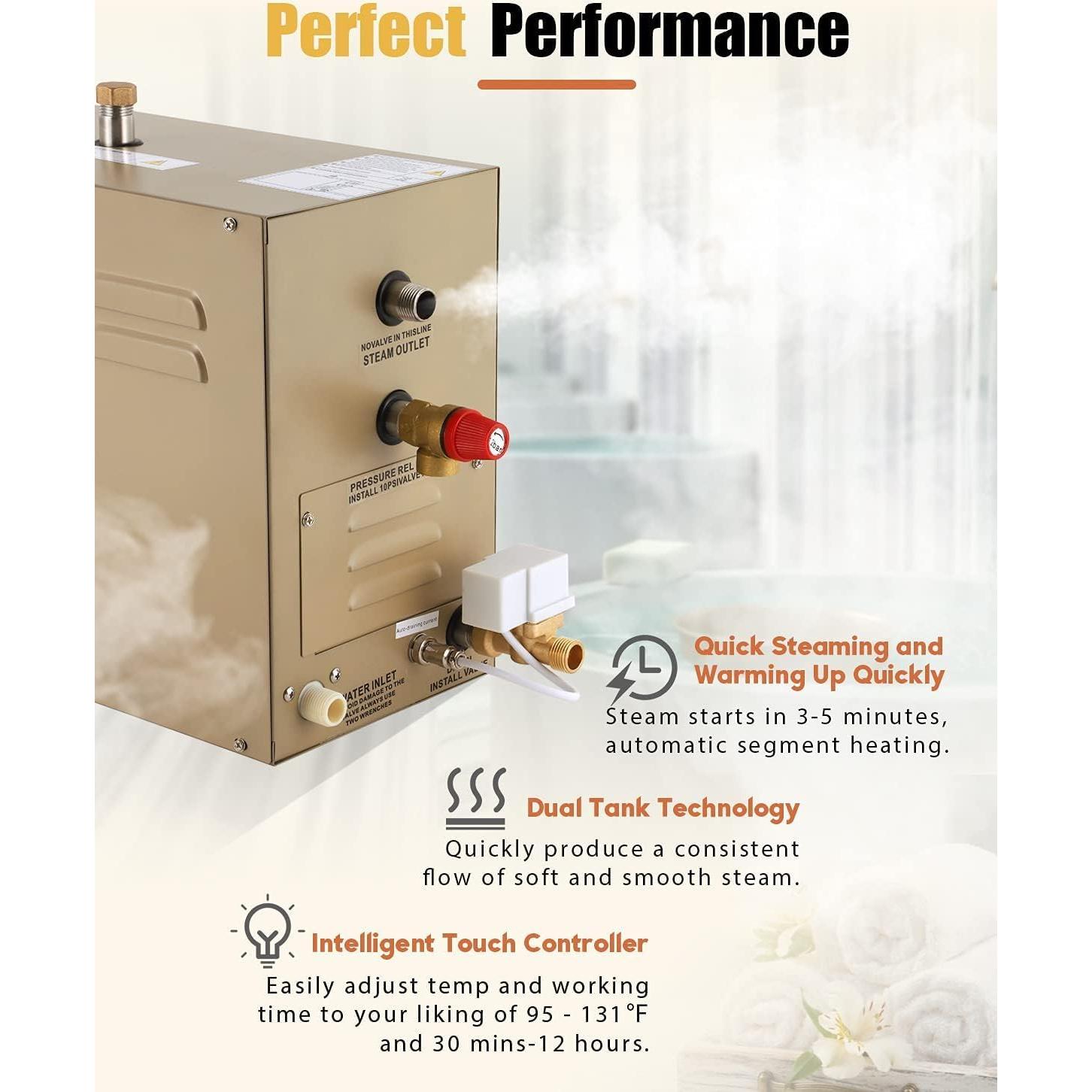 Generador de Vapor CGOLDENWALL 5kW Ducha de Vapor 5 m³