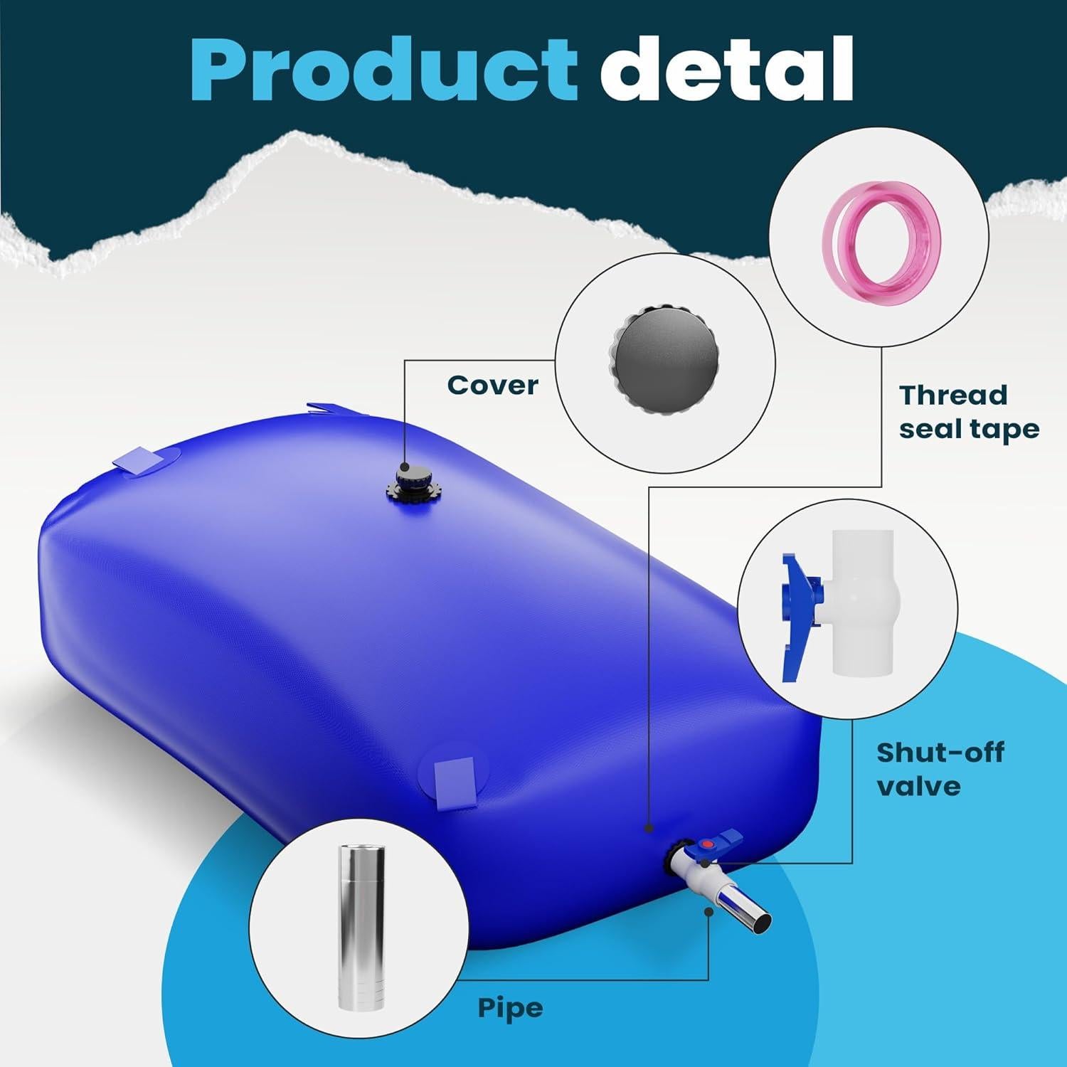 Tanque de agua portátil ZXZYHFTY 110L PVC azul resistente