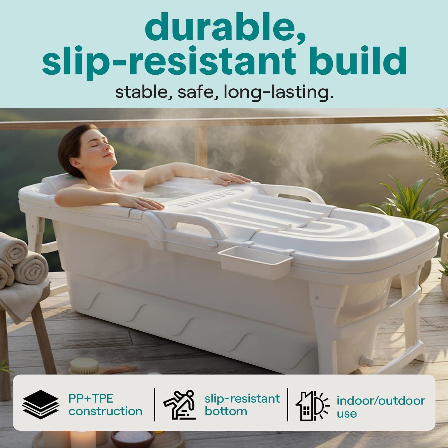 Bañera Portátil SereneLife 150 cm Plegable para Spa y Hielo