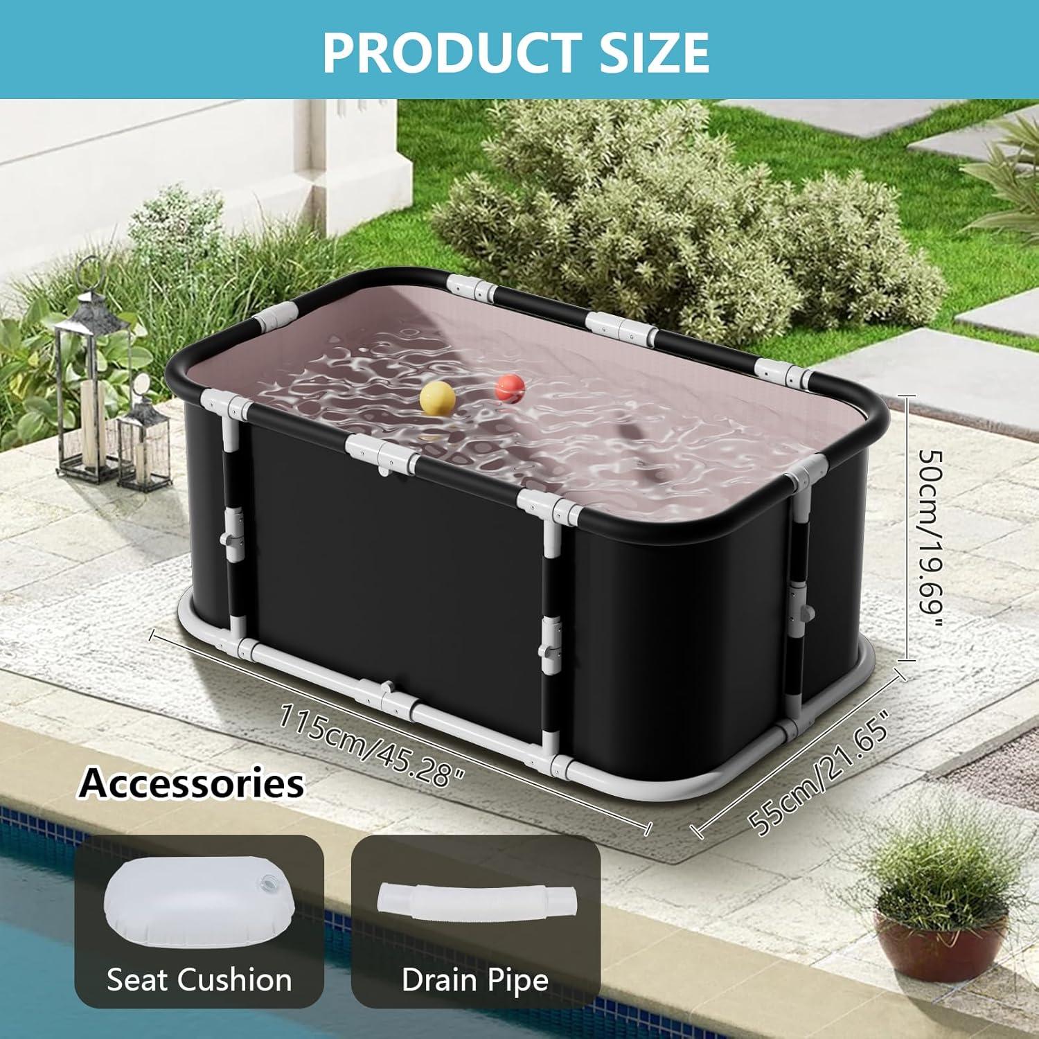 Bañera Plegable Simcat 1.2m Negra con Cojín y Drenaje