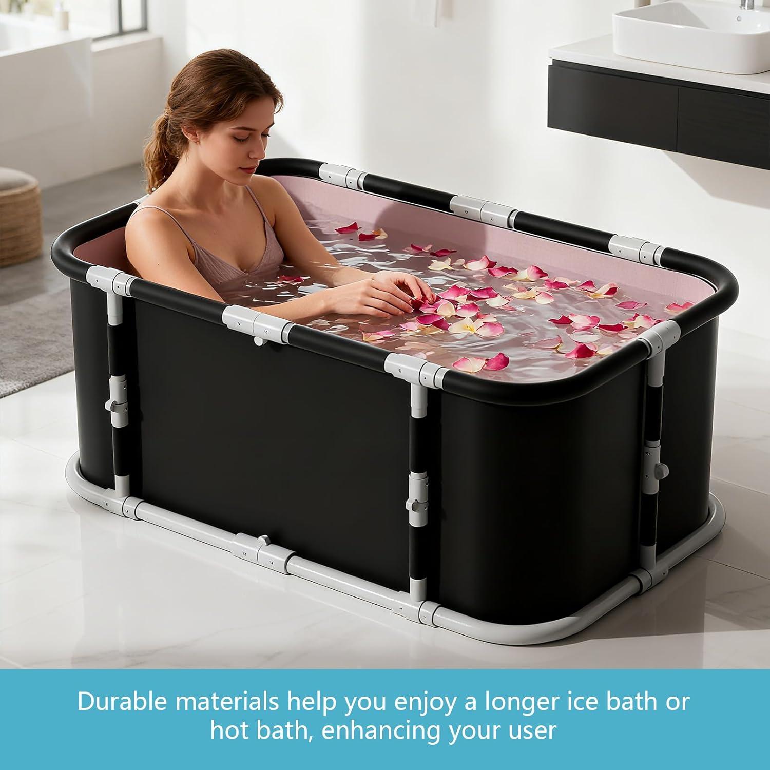 Bañera Plegable Simcat 1.2m Negra con Cojín y Drenaje