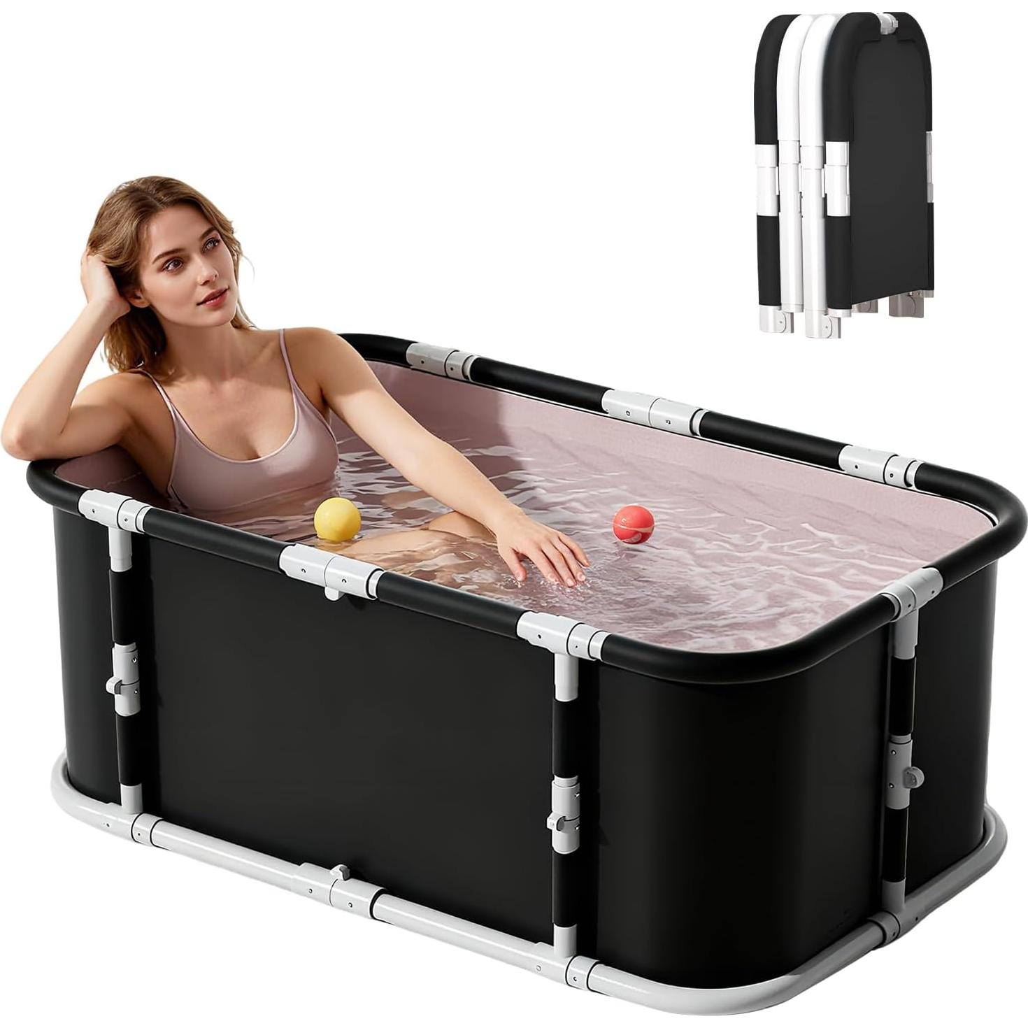 Bañera Plegable Simcat 1.2m Negra con Cojín y Drenaje