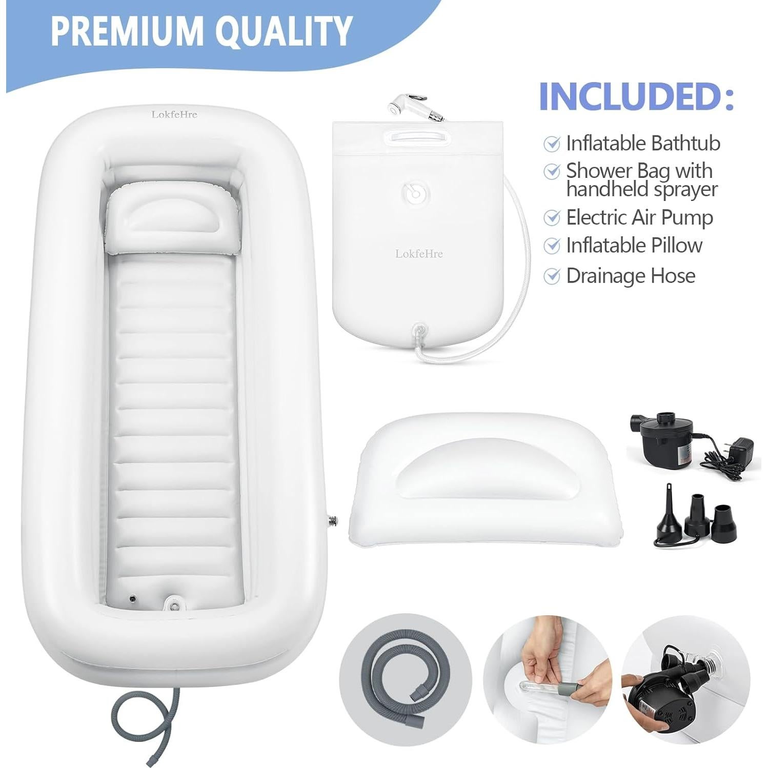 Bañera Inflable Médica LOKFEHRE 203x91x34cm Blanca