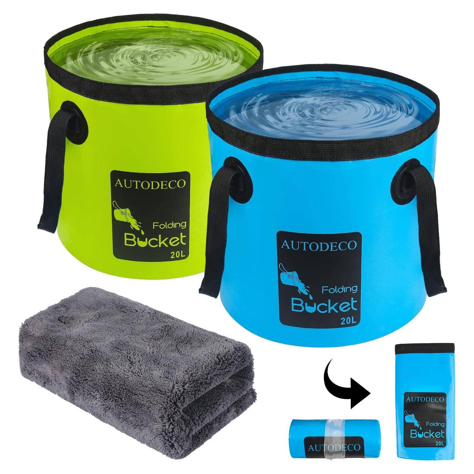 Cubo Plegable AUTODECO 20L 2 Pcs Impermeable Camping