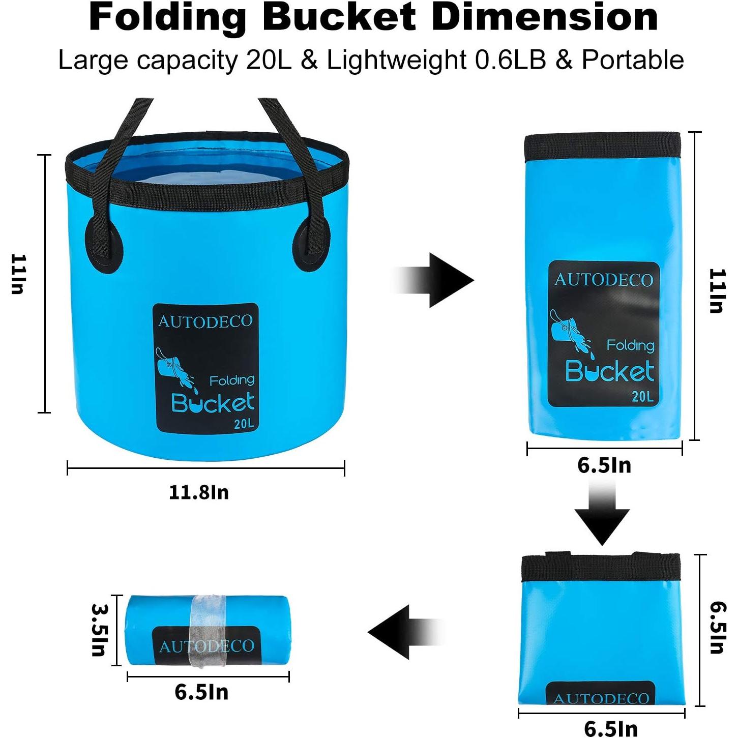 Cubo Plegable AUTODECO 20L 2 Pcs Impermeable Camping