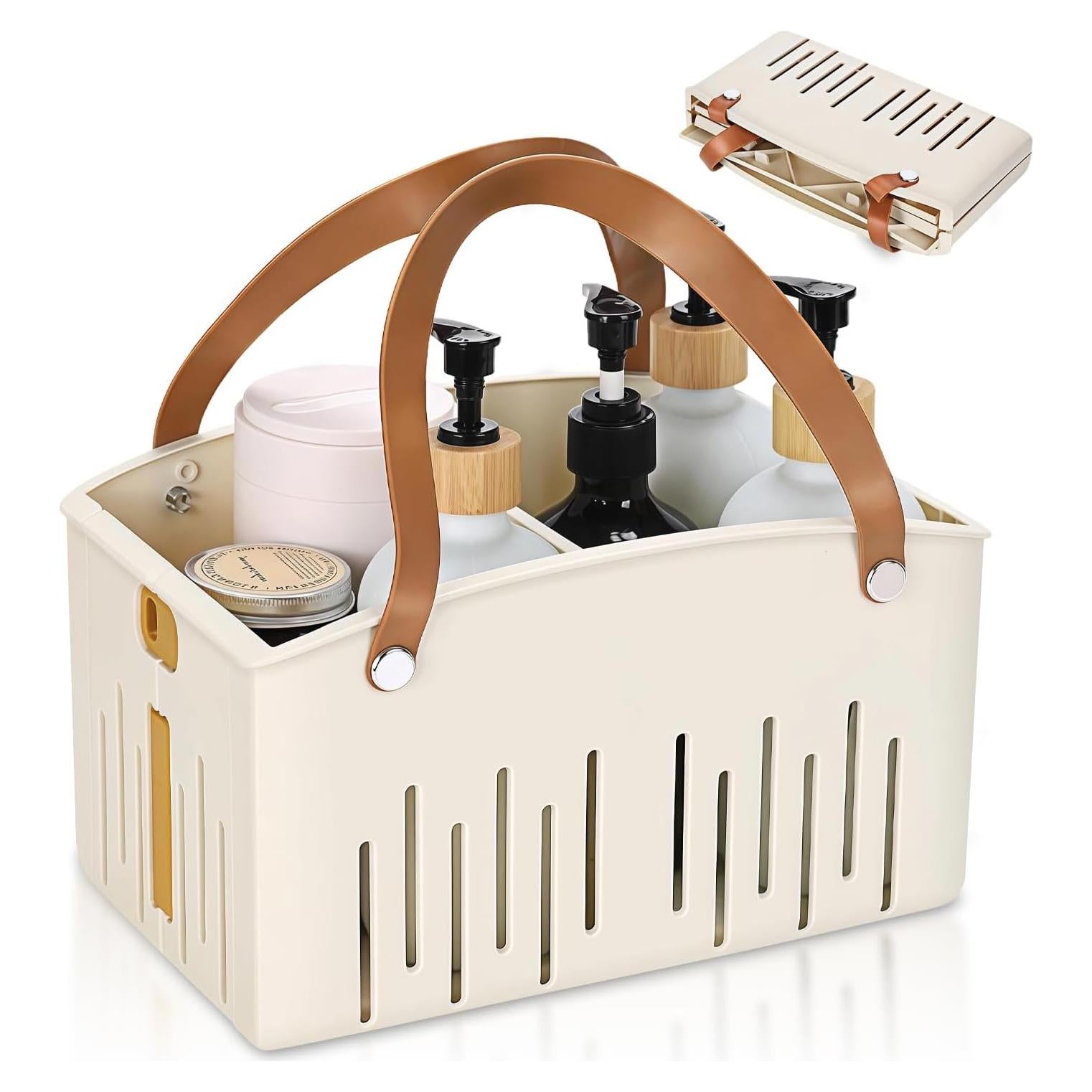 Caddy de Ducha Plegable Msiud Crema con Divisores Removibles