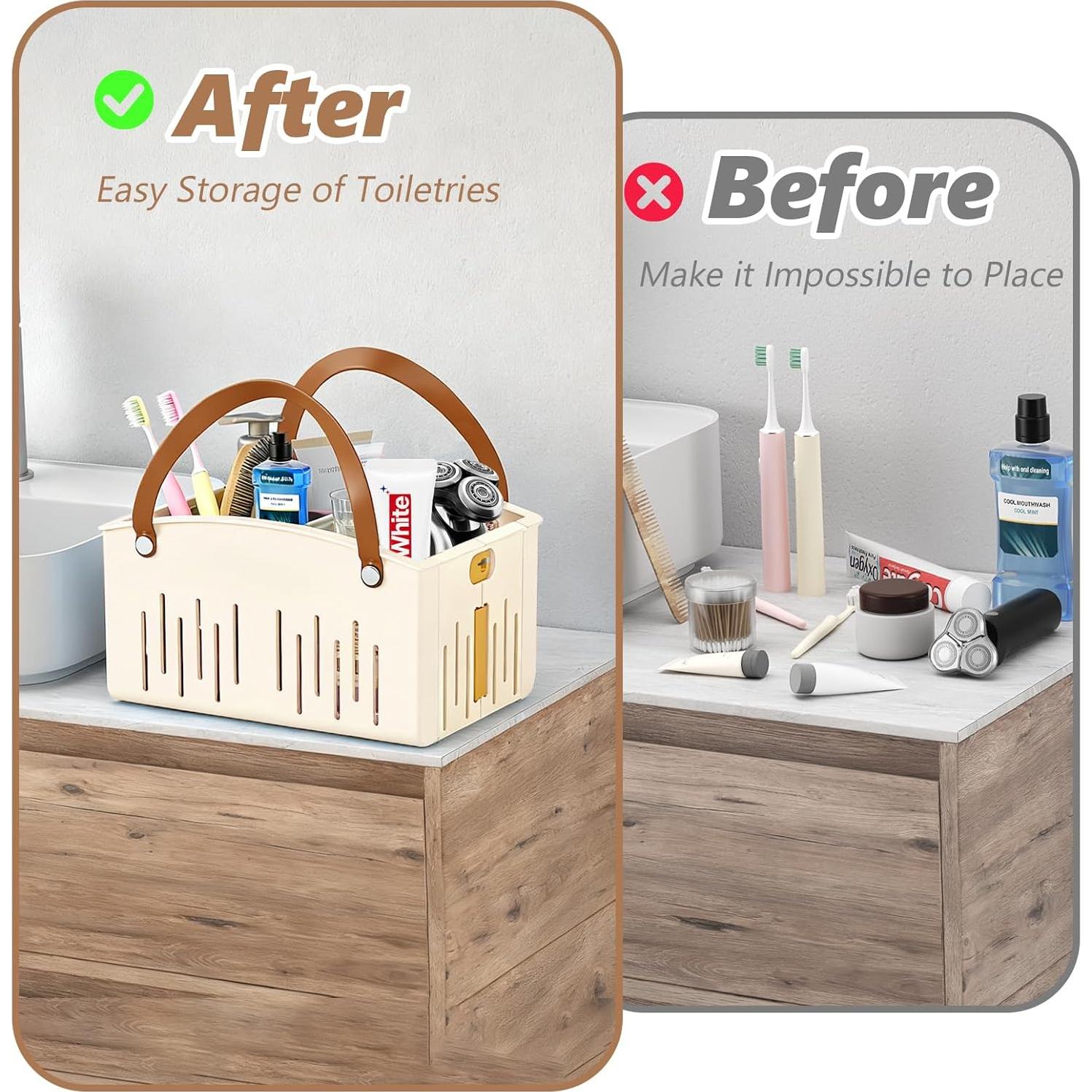 Caddy de Ducha Plegable Msiud Crema con Divisores Removibles