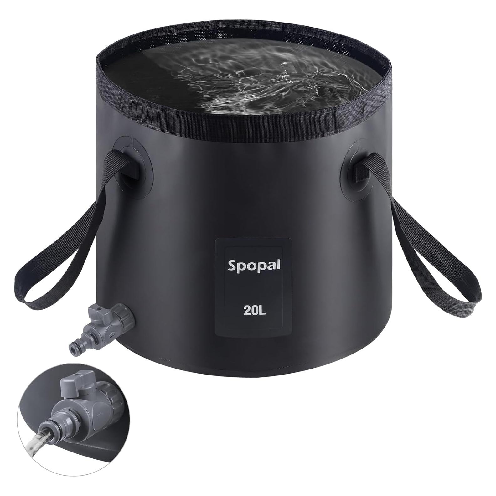 Cubeta Plegable Spopal 20L, Contenedor Multifuncional Negro