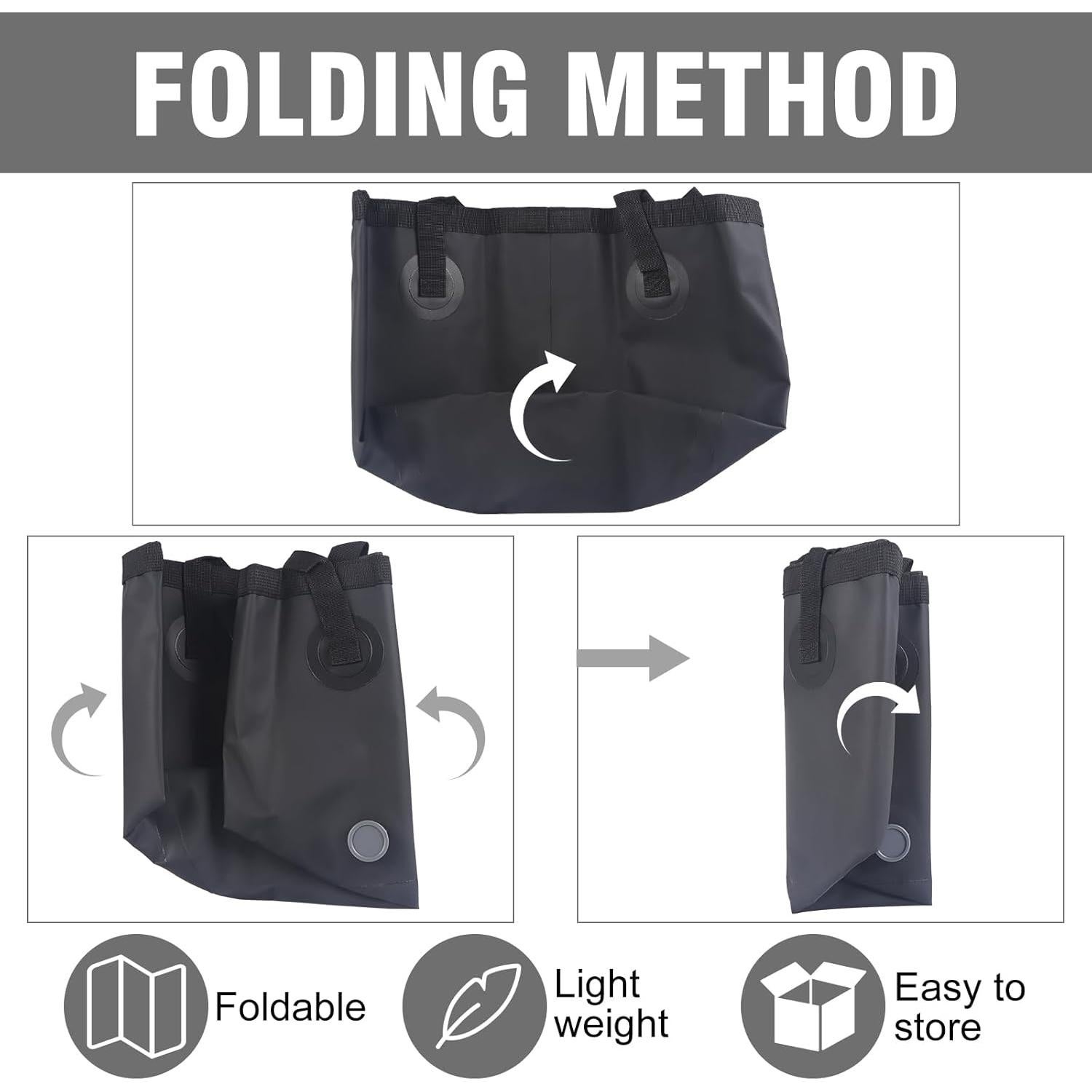 Cubeta Plegable Spopal 20L, Contenedor Multifuncional Negro