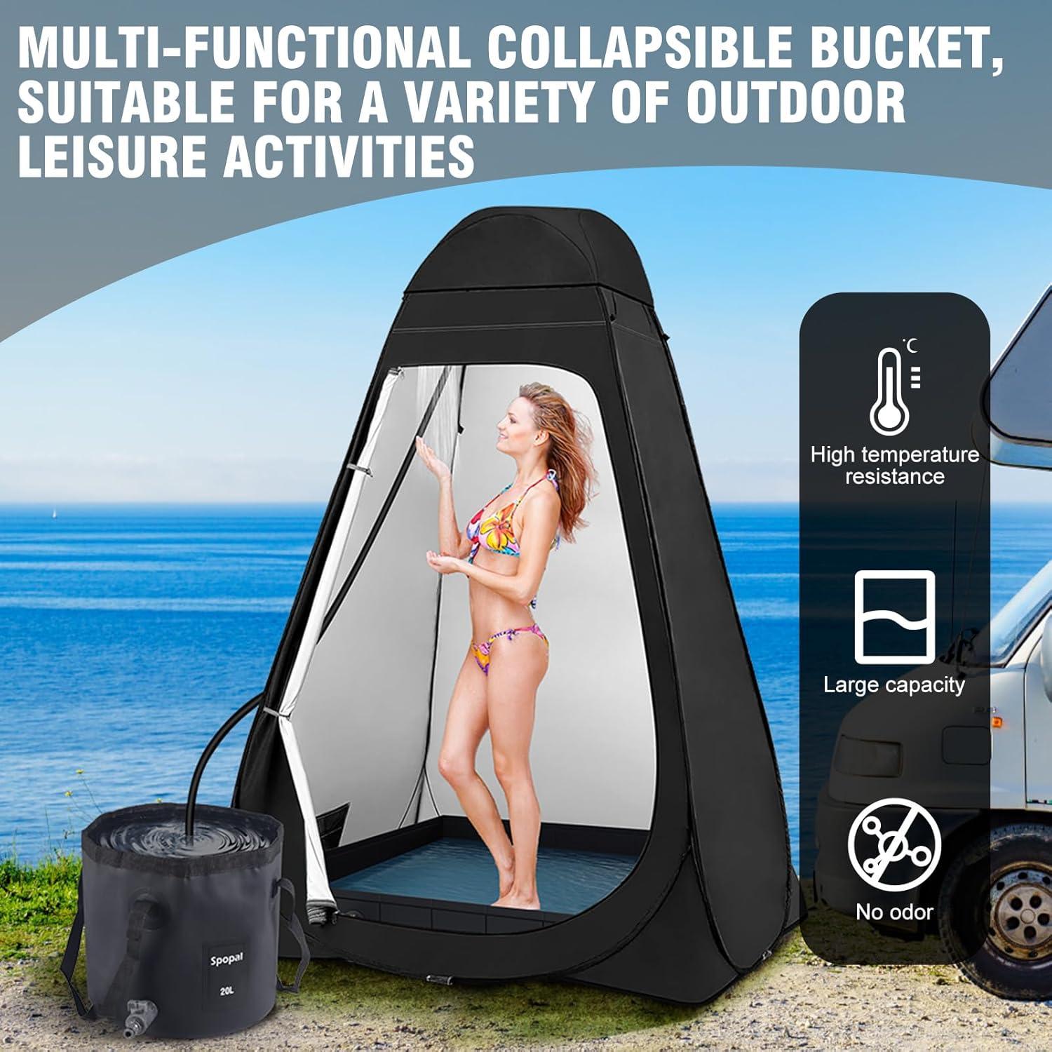 Cubeta Plegable Spopal 20L, Contenedor Multifuncional Negro