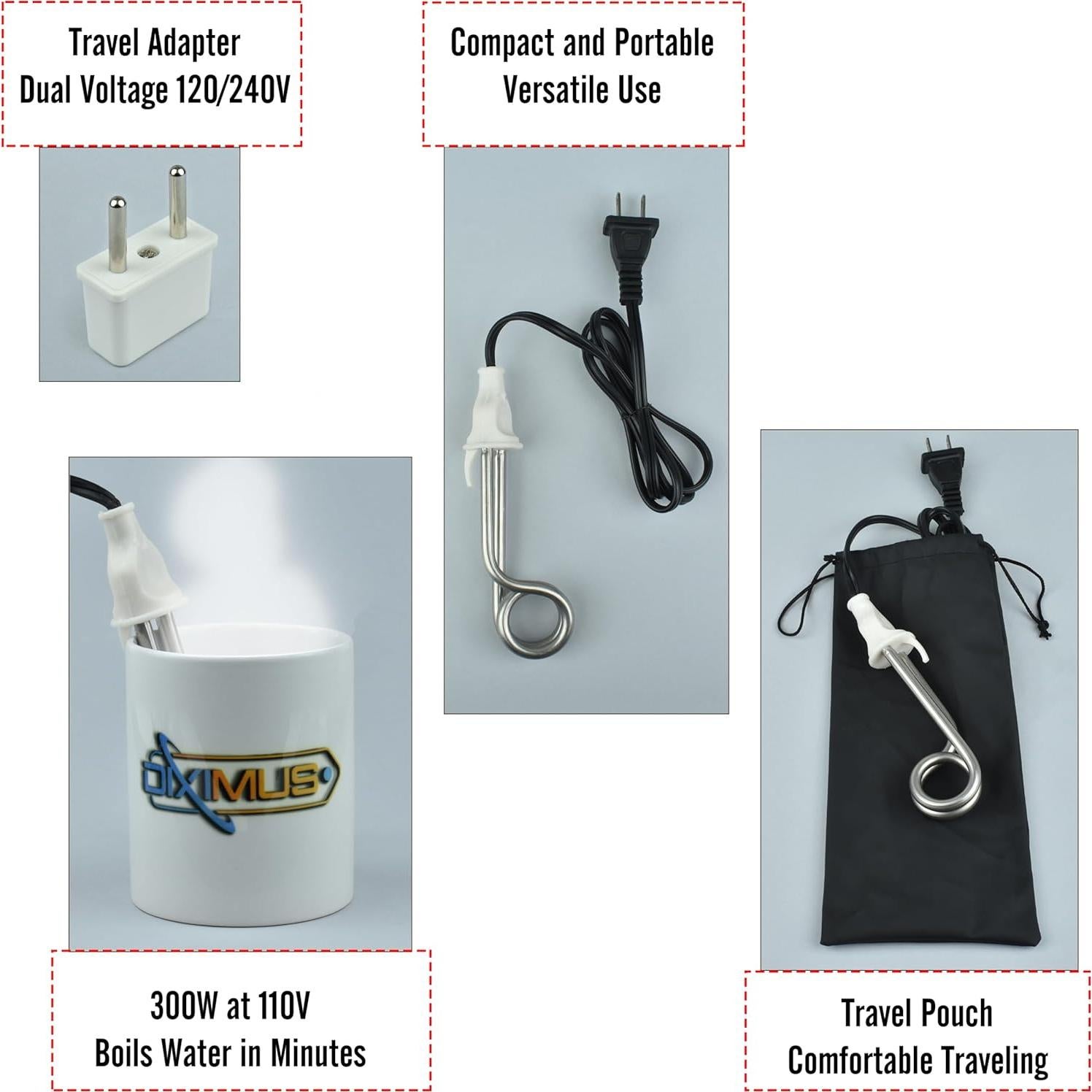 Calentador de Agua de Inmersión Eléctrico Diximus 300W Blanco