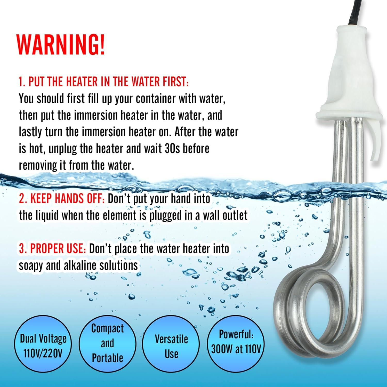 Calentador de Agua de Inmersión Eléctrico Diximus 300W Blanco