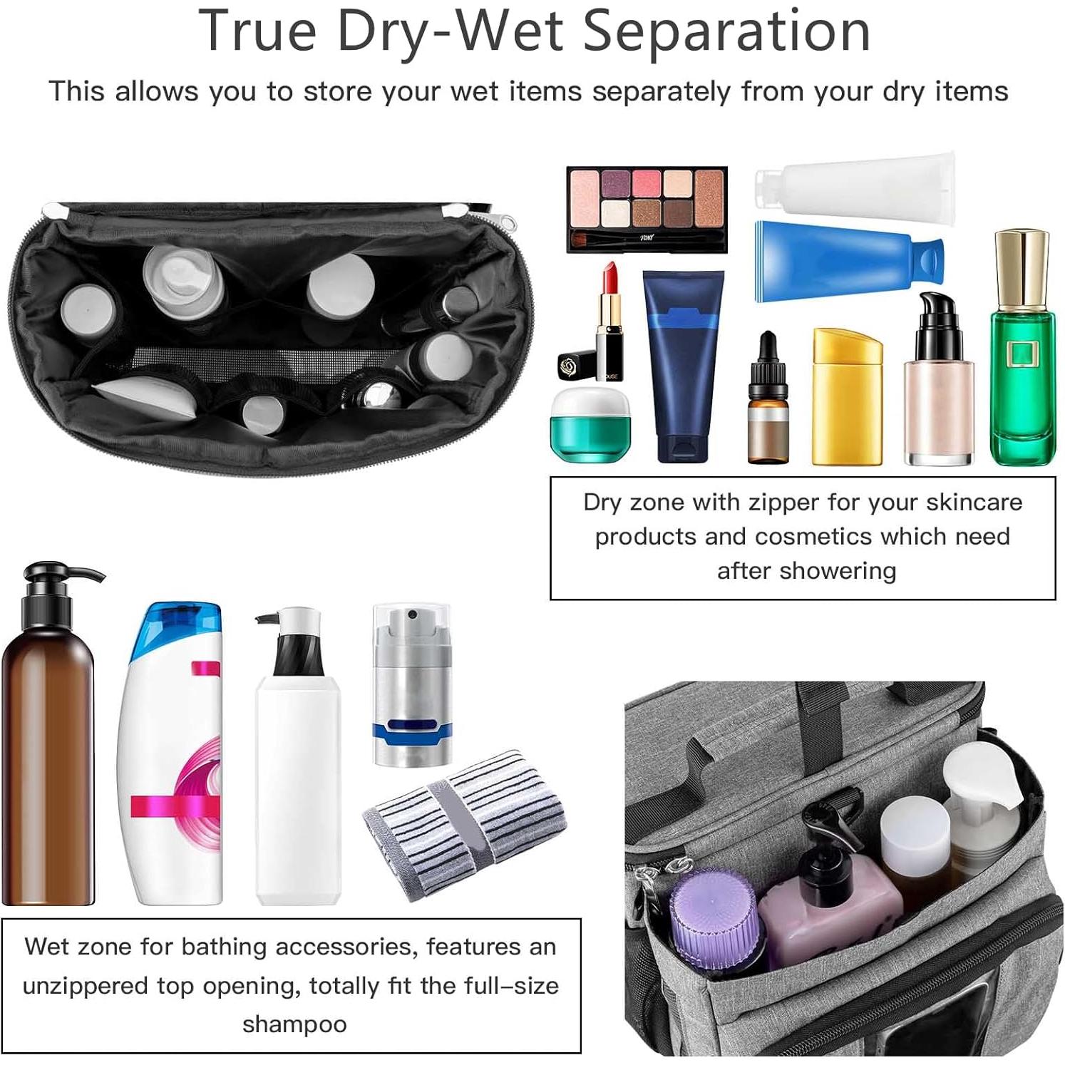 Bolsa de Ducha Portátil Bukere Gris, Gran Capacidad, Secado Rápido