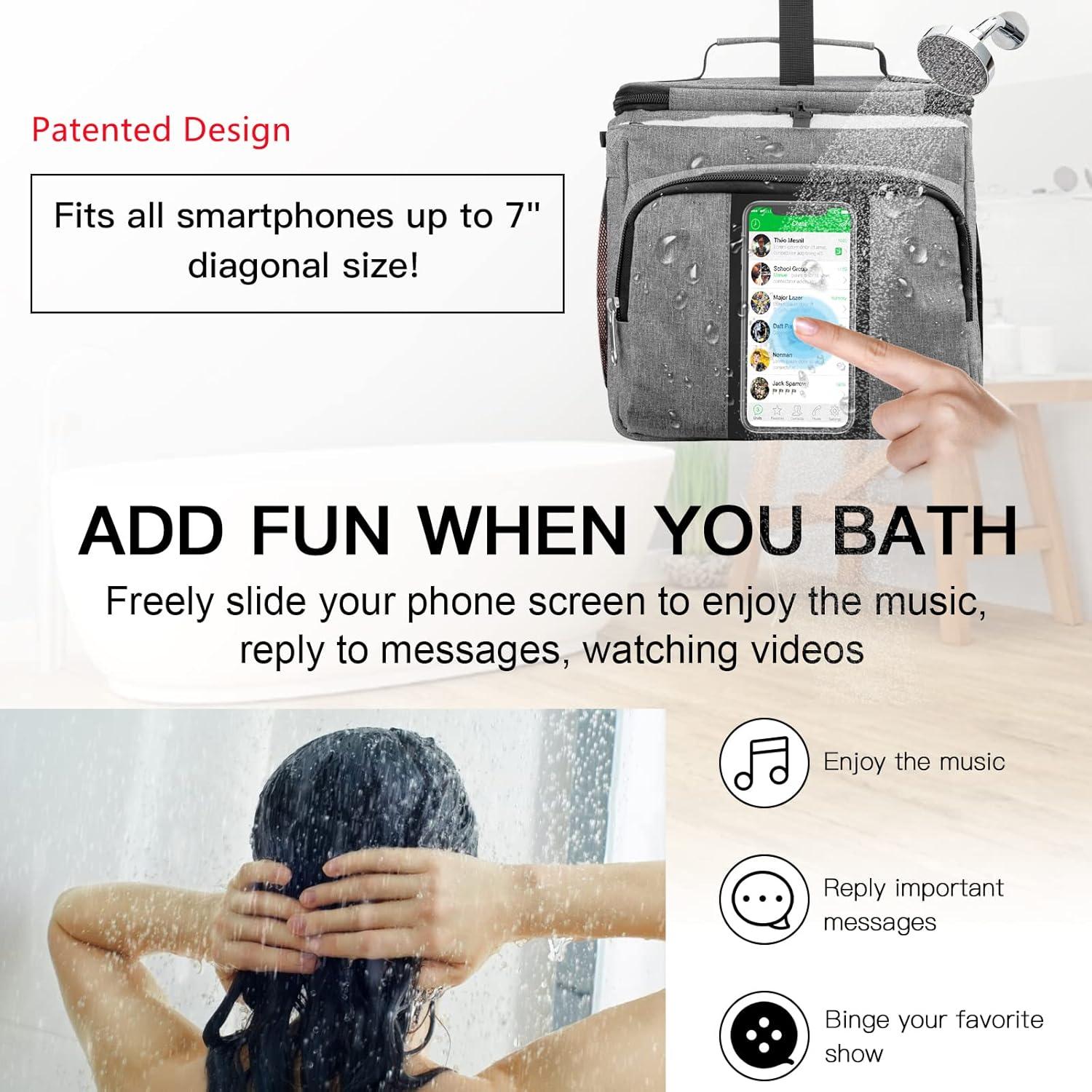 Bolsa de Ducha Portátil Bukere Gris, Gran Capacidad, Secado Rápido