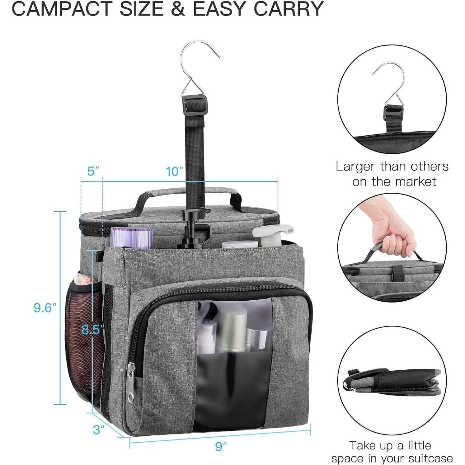 Bolsa de Ducha Portátil Bukere Gris, Gran Capacidad, Secado Rápido